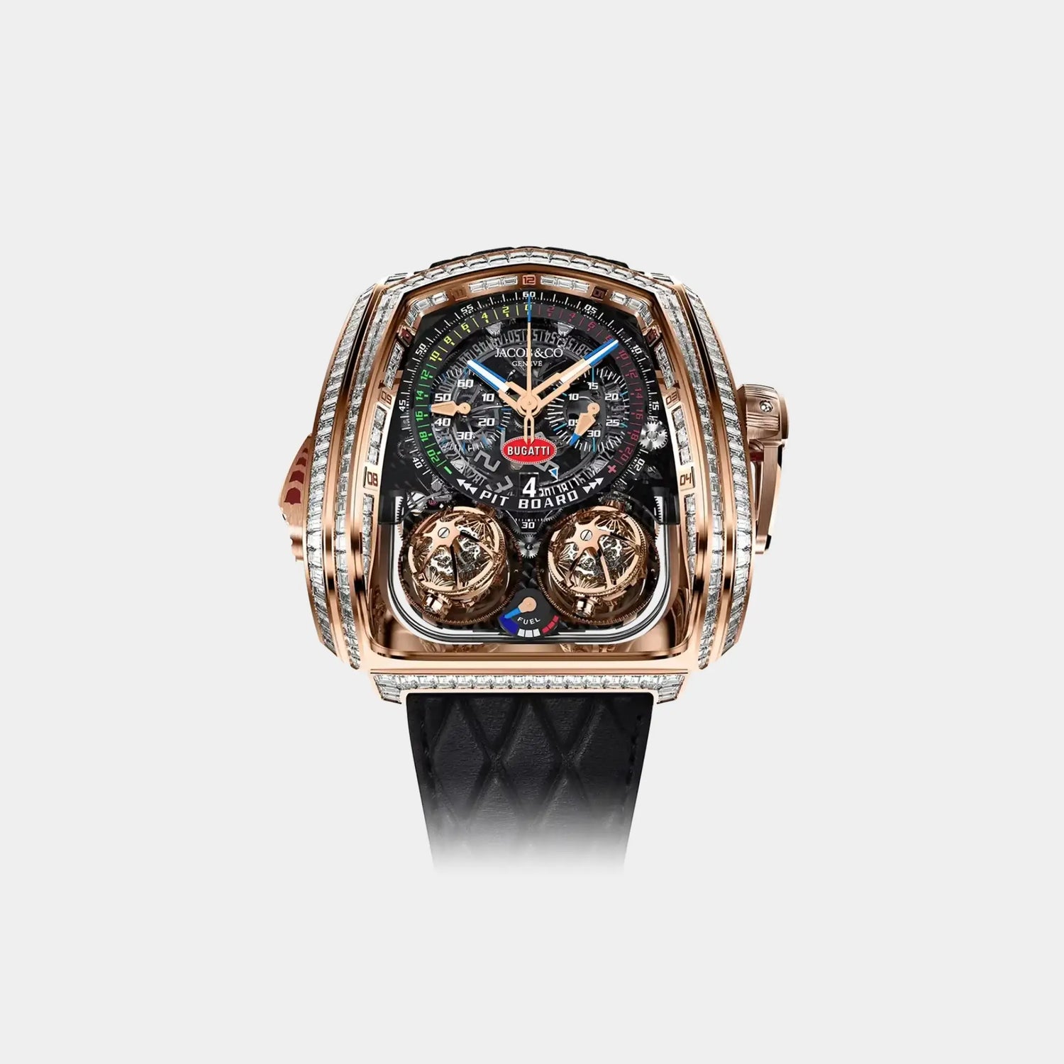 Jaco &amp; Co. Twin Turbo Furious Baguette Rose Gold TT800.40.BD.AB.A, Front
