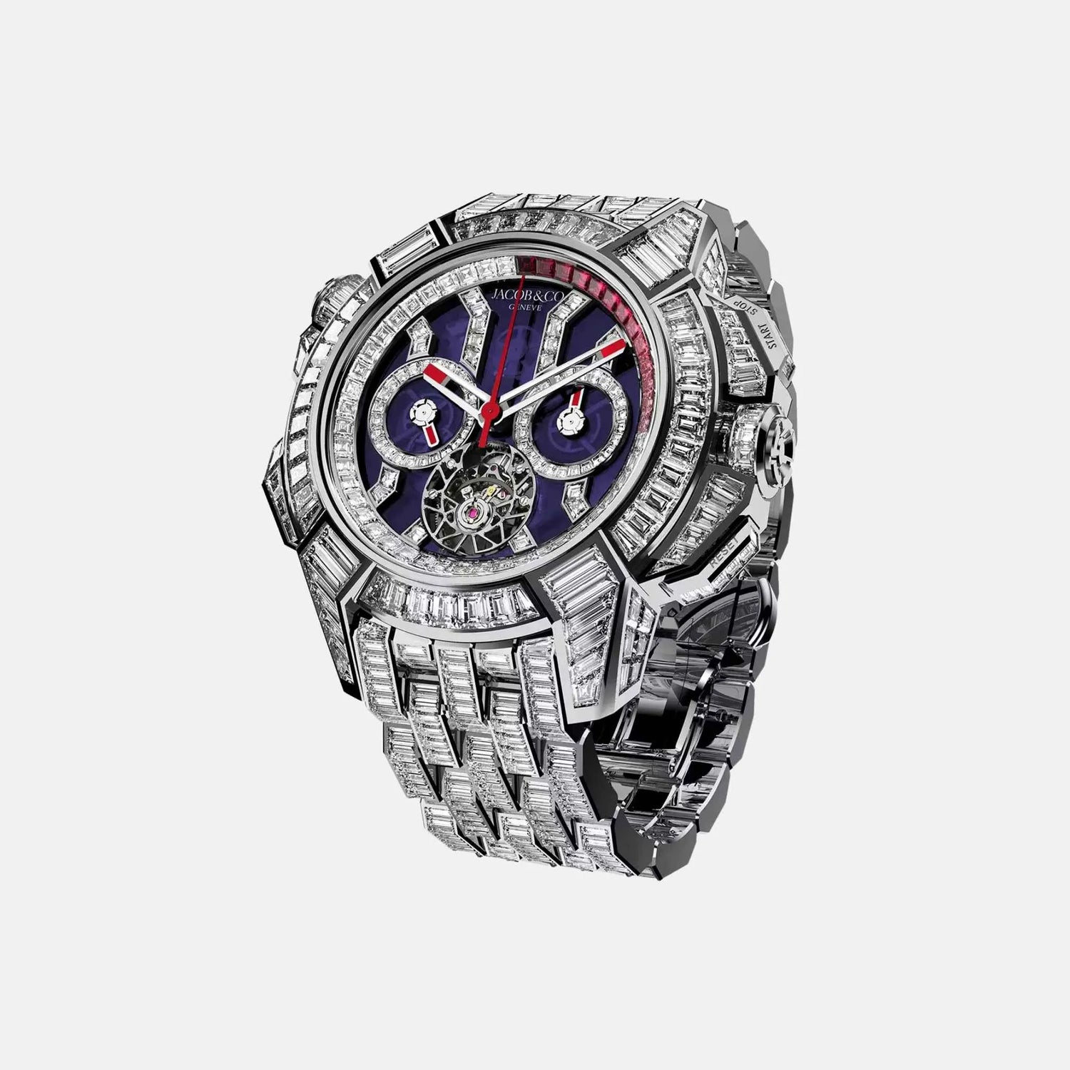 Jacob &amp; Co Epic X Chrono Tourbillon Baguette Blue Crystal Bracelet