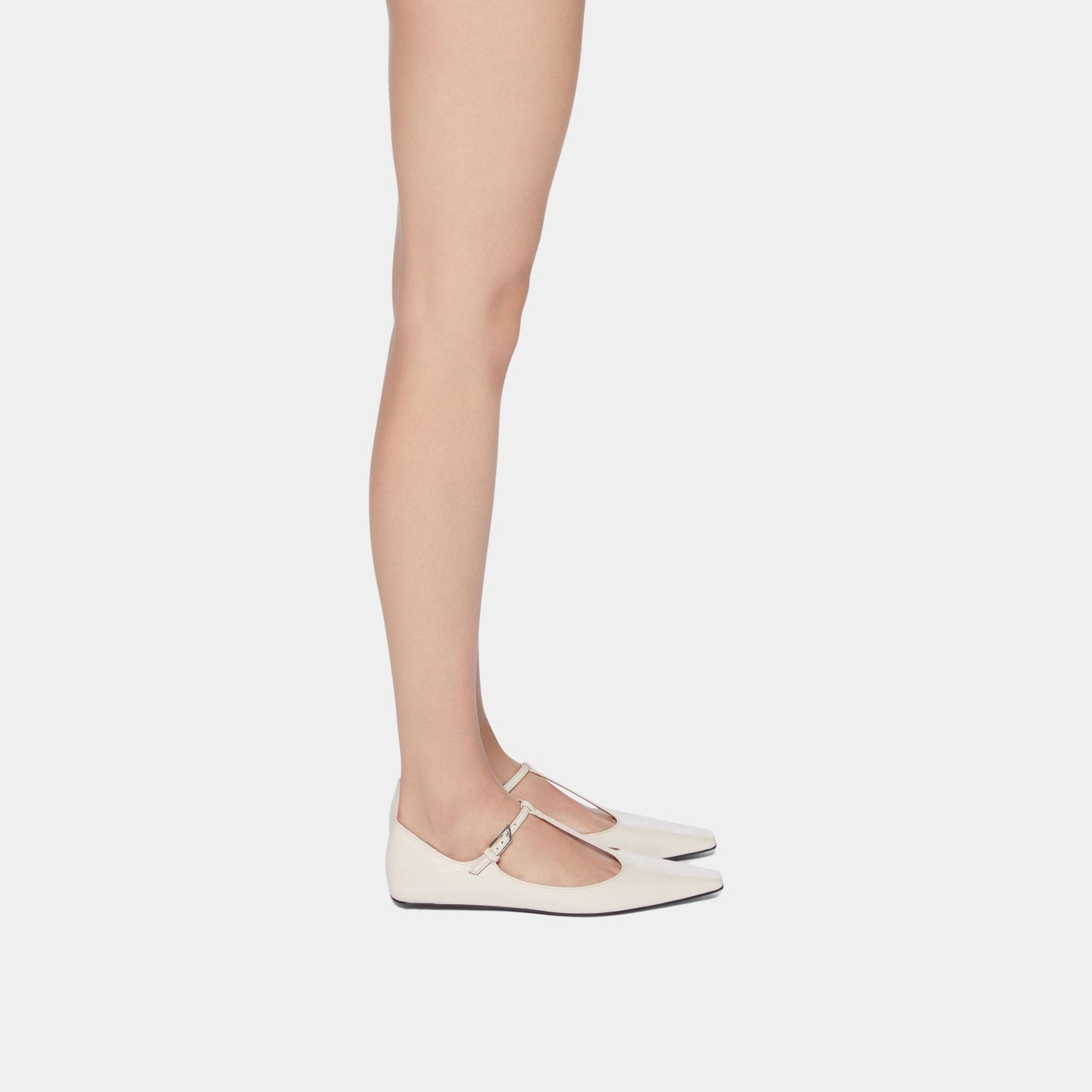 The Attico Juno Ivory Goat Leather Ballerina, Model, Side