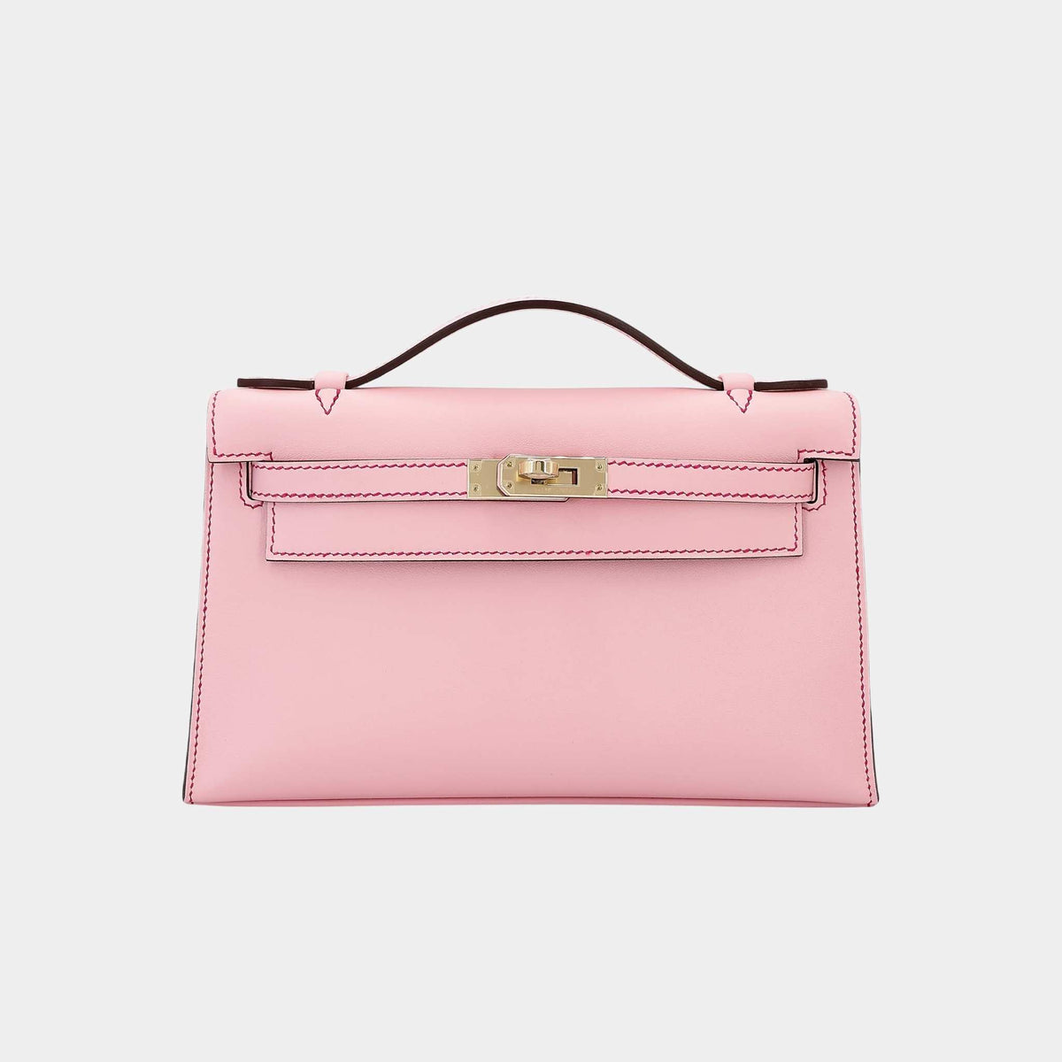 حقيبة Kelly Pochette HSS Swift بلون Rose Sakura/Gris Perle/Framboise مع حليات PBHW