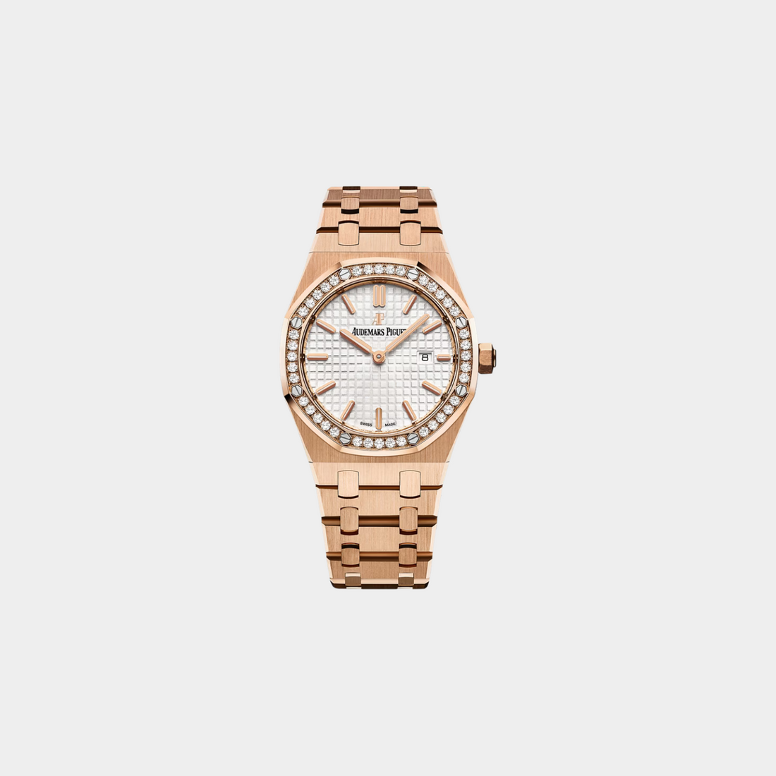 Audemars Piguet Royal Oak 18Kt Rose Gold 33Mm Silver Dial Ladies Watch Ref.  67651Or.Zz.1261Or.01