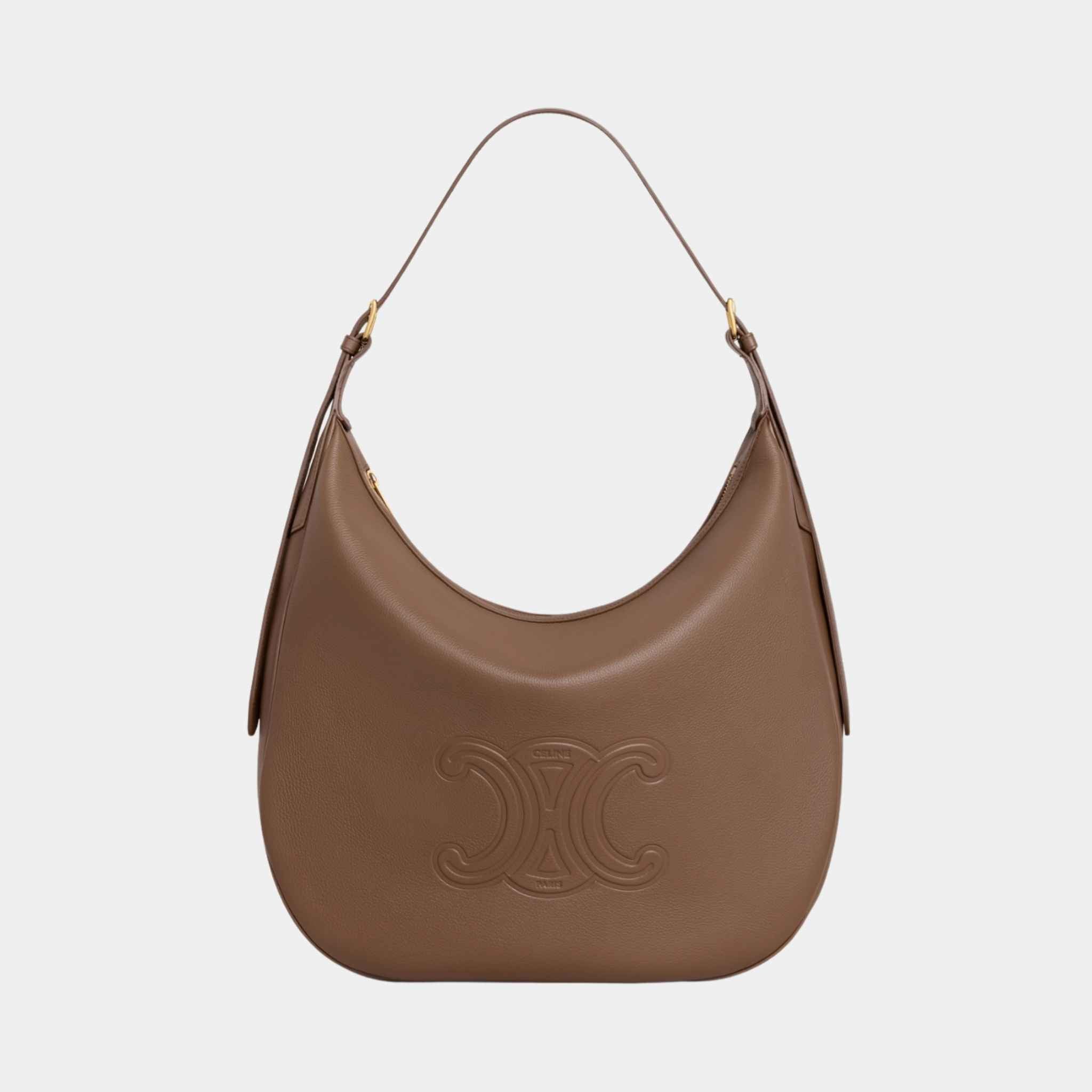 Celine Large Heloïse Cuir Triomphe Bag In Supple Calfskin Handbag, Glazed Brown, Front View