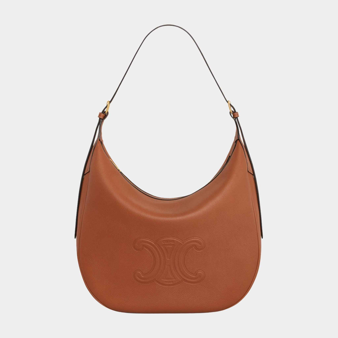 Celine Large Heloïse Cuir Triomphe Bag In Supple Calfskin Handbag, Tan, Front View