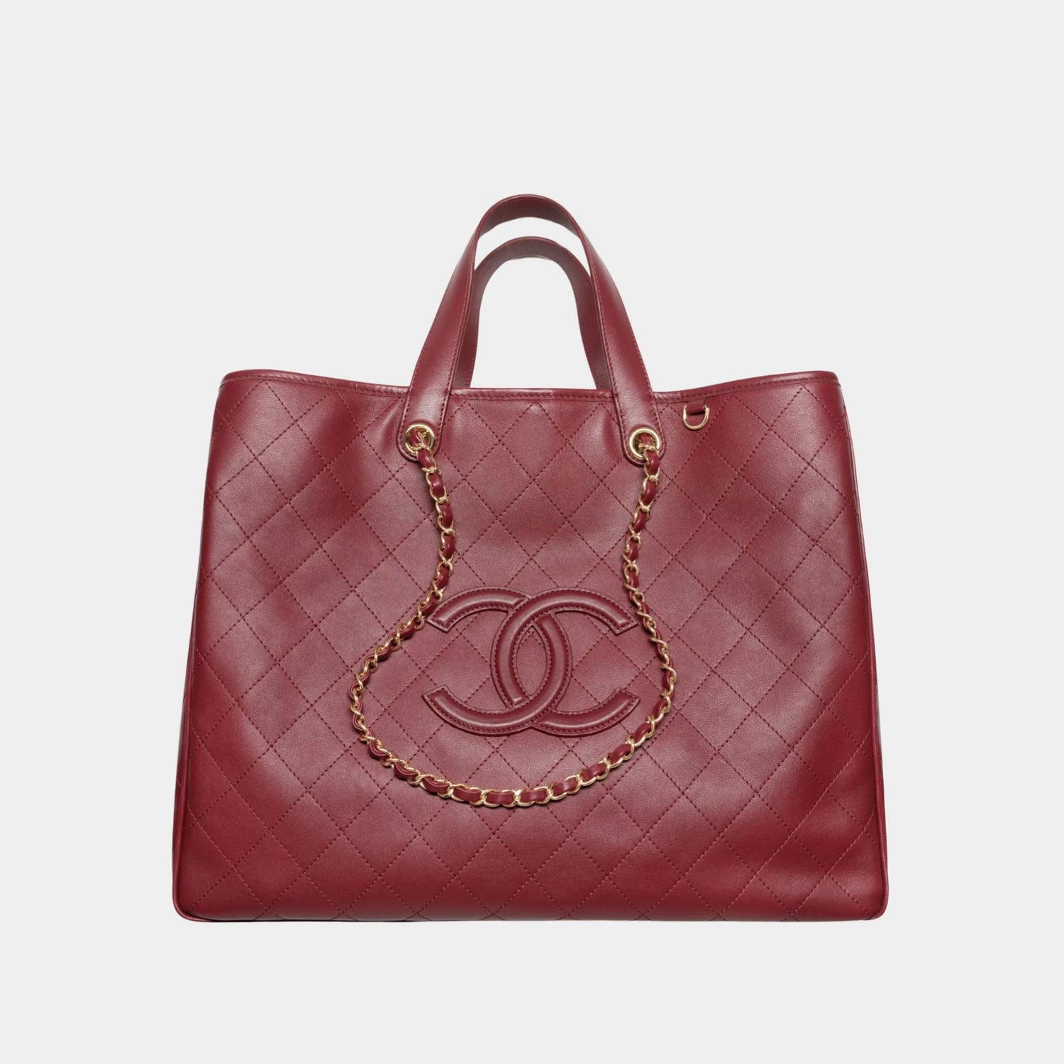Chanel Large Tote Calfskin &amp; Gold-Tone Metal Burgundy 