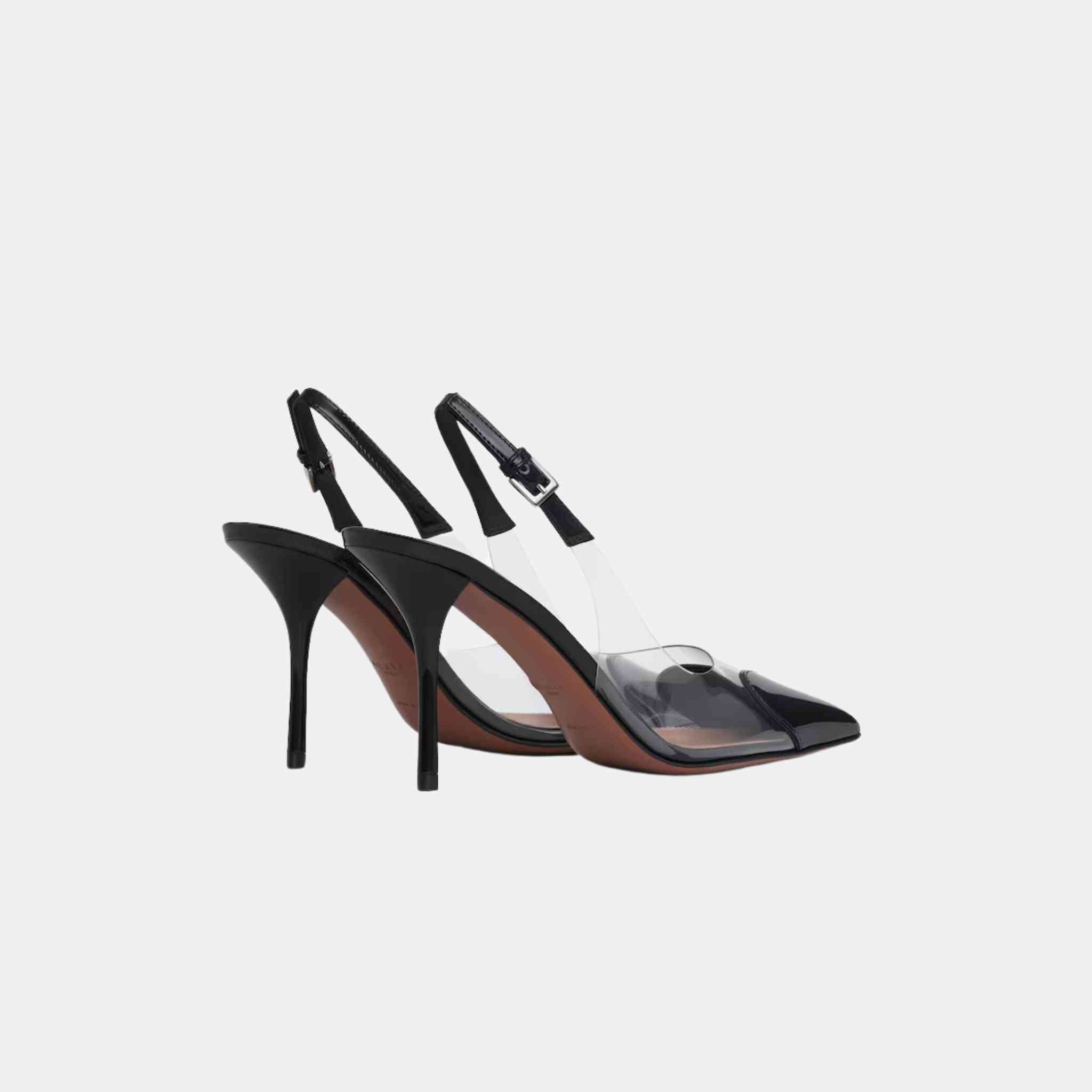 Alaia Le Cœur Slingbacks In Patent Lambskin, Black, Back View