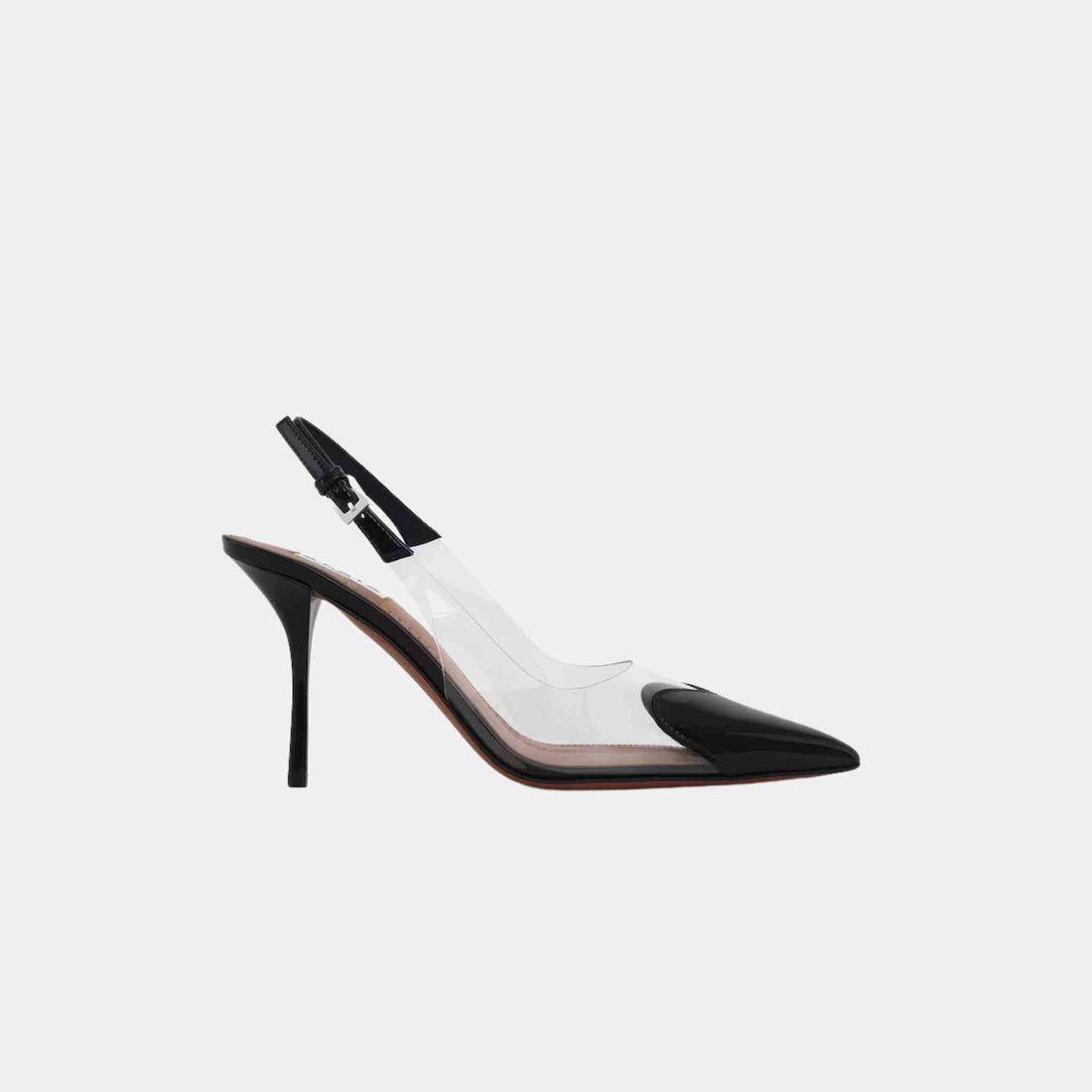 Alaia Le Cœur Slingbacks In Patent Lambskin, Black, Side View