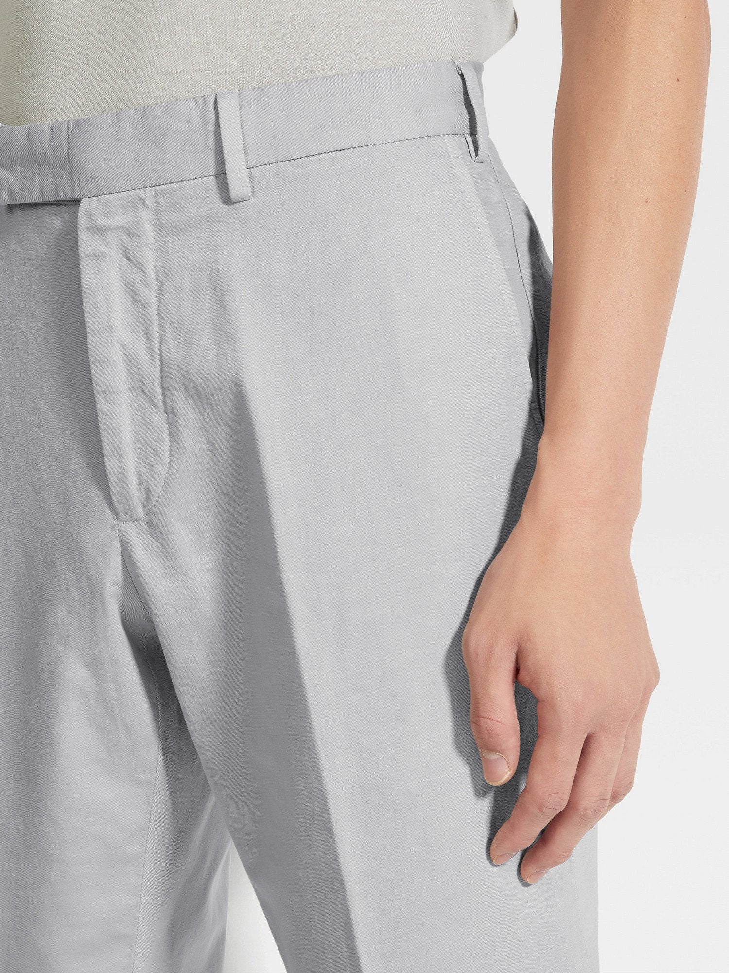 DARK TAUPE SUMMER CHINO COTTON AND LINEN PANTS