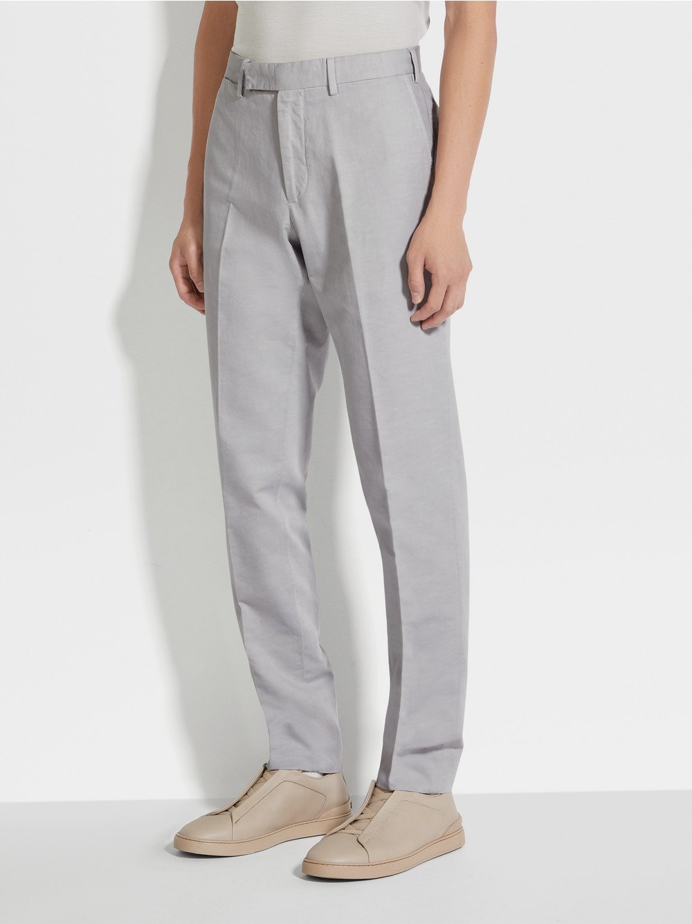 DARK TAUPE SUMMER CHINO COTTON AND LINEN PANTS