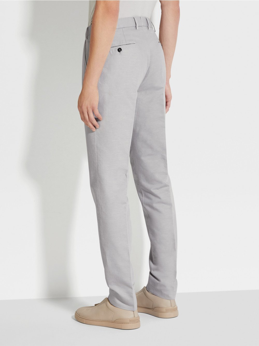 DARK TAUPE SUMMER CHINO COTTON AND LINEN PANTS