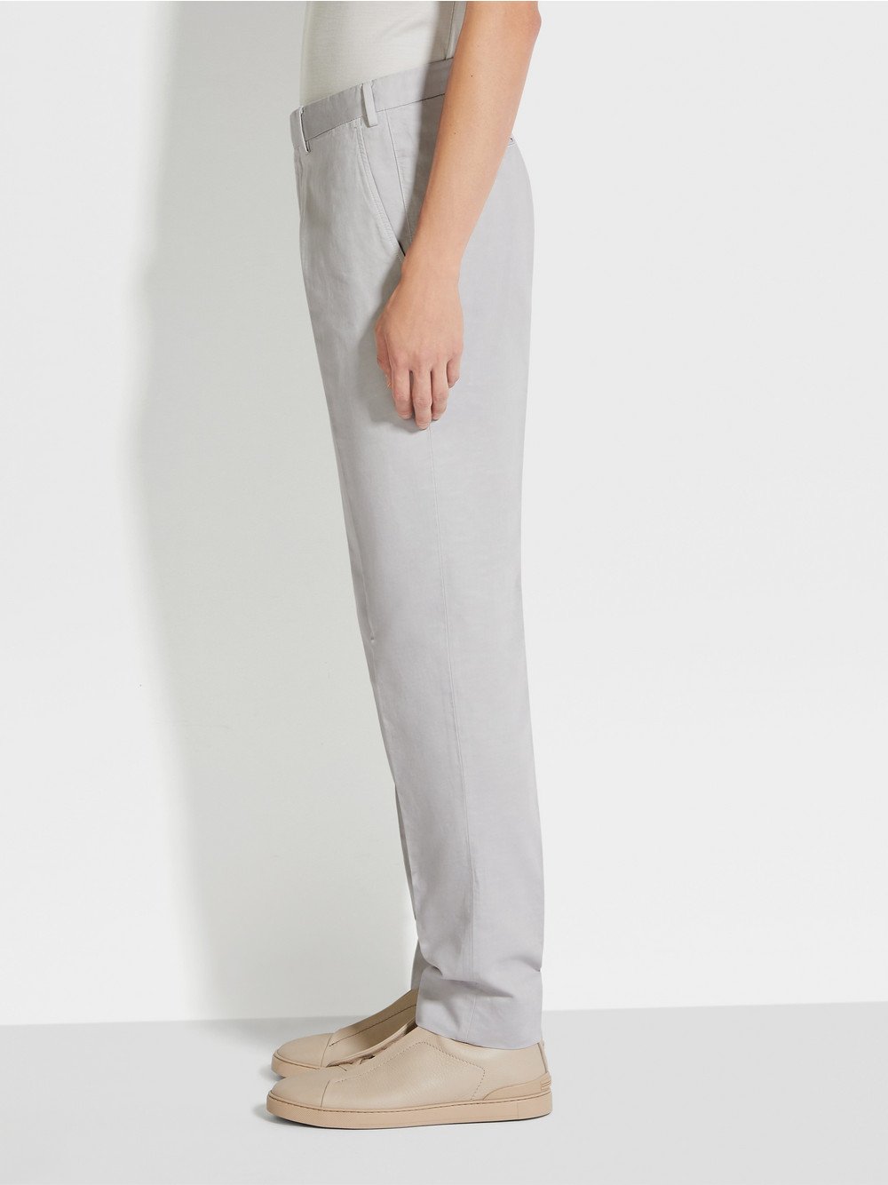 DARK TAUPE SUMMER CHINO COTTON AND LINEN PANTS