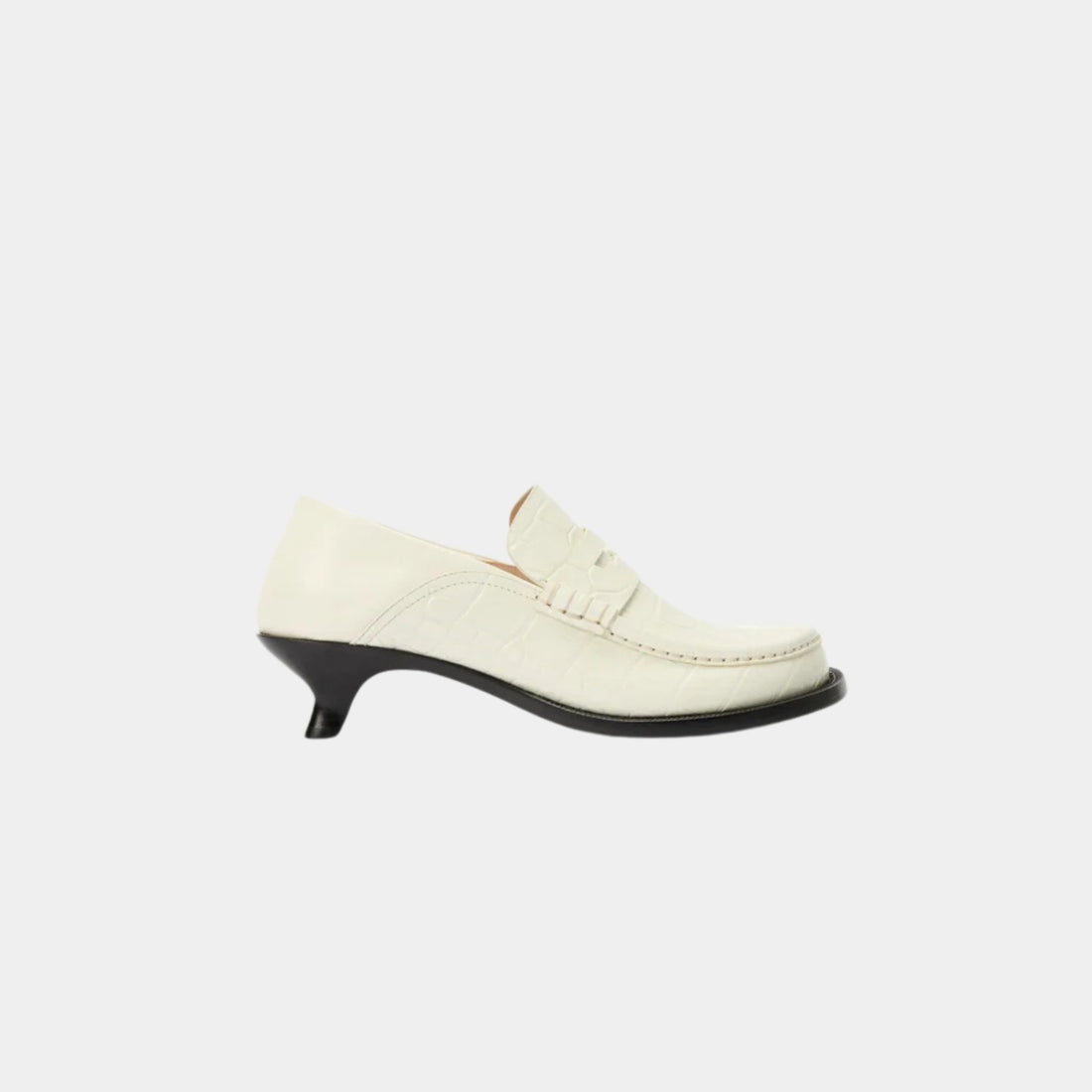 Loewe Campo Heeled Loafer In Calfskin With Crocodile-Embossed Upper, Side
