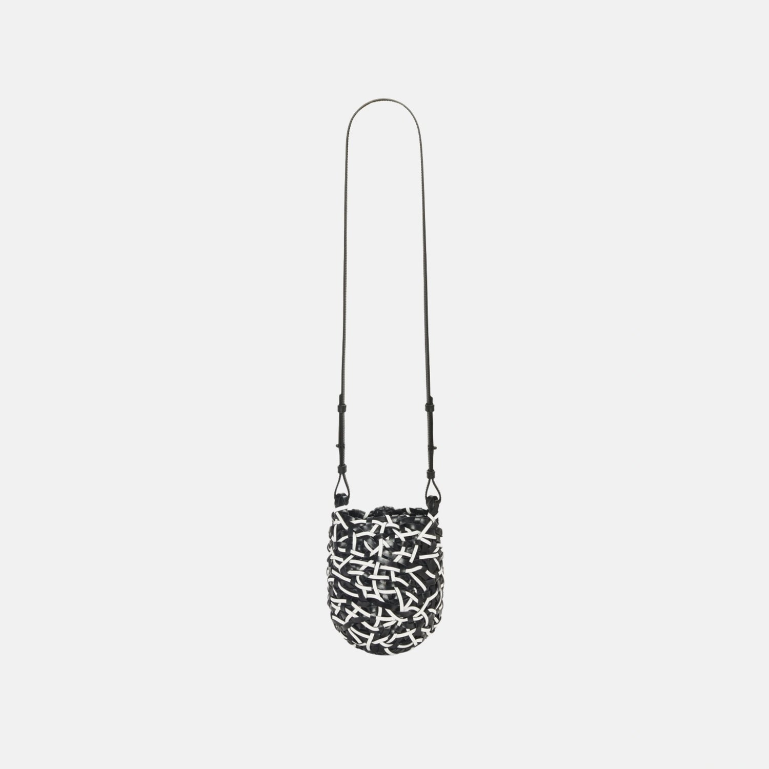 Loewe Small Nest Basket Bag in Black and White Calfskin, Full