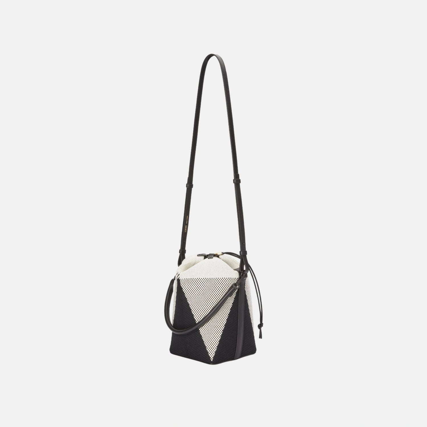 Loewe Small Treasure Bako Bucket in Canvas Jacquard and Calfskin, Full