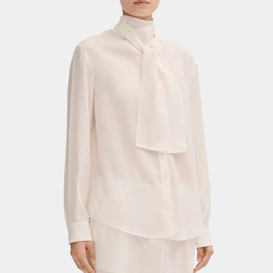 Chanel Long Sleeved Blouse in Silk Jacquard, Front