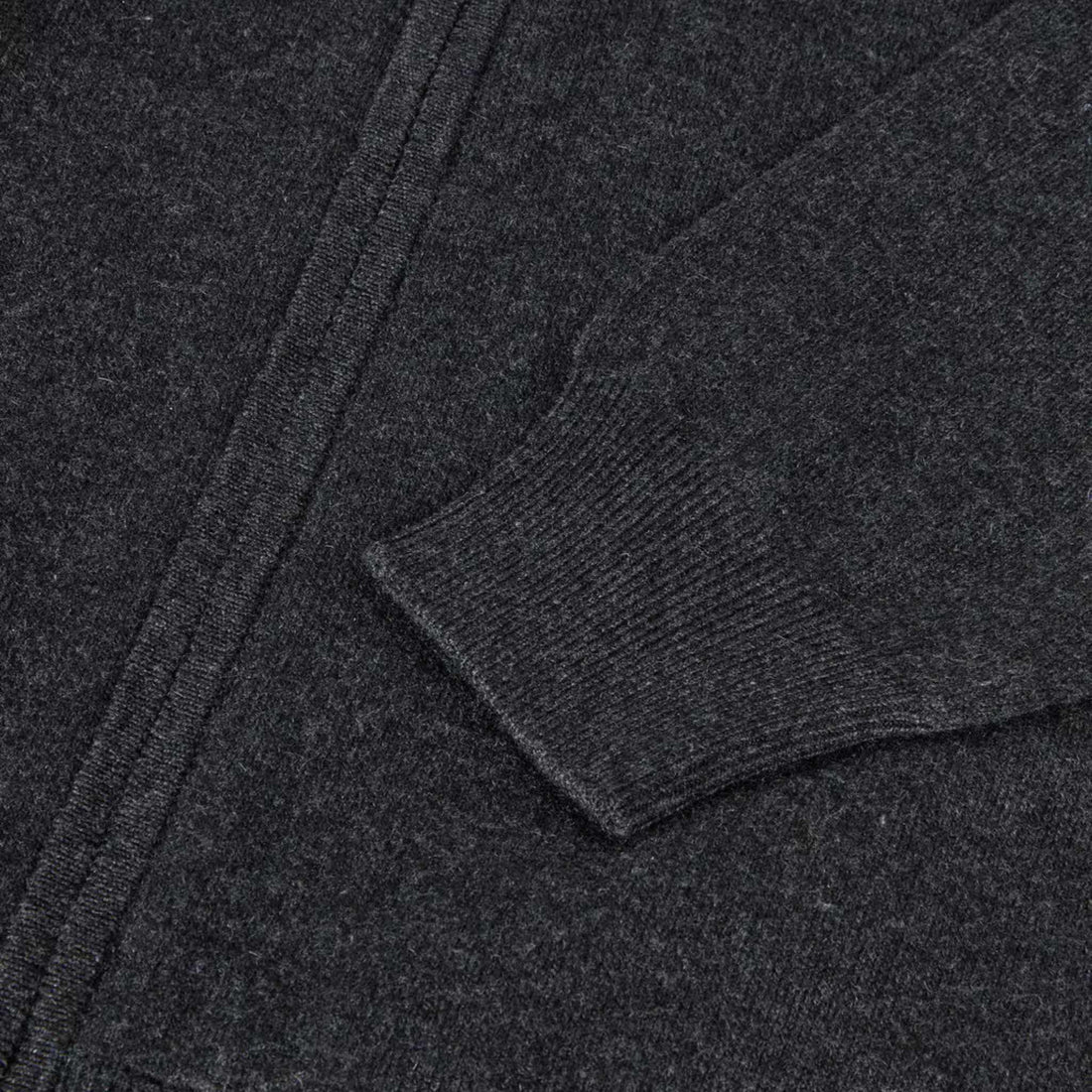 Loro Classic Zip-Up Bomber Jacket Baby Cashmere, Black/Gray Melange , Closeup