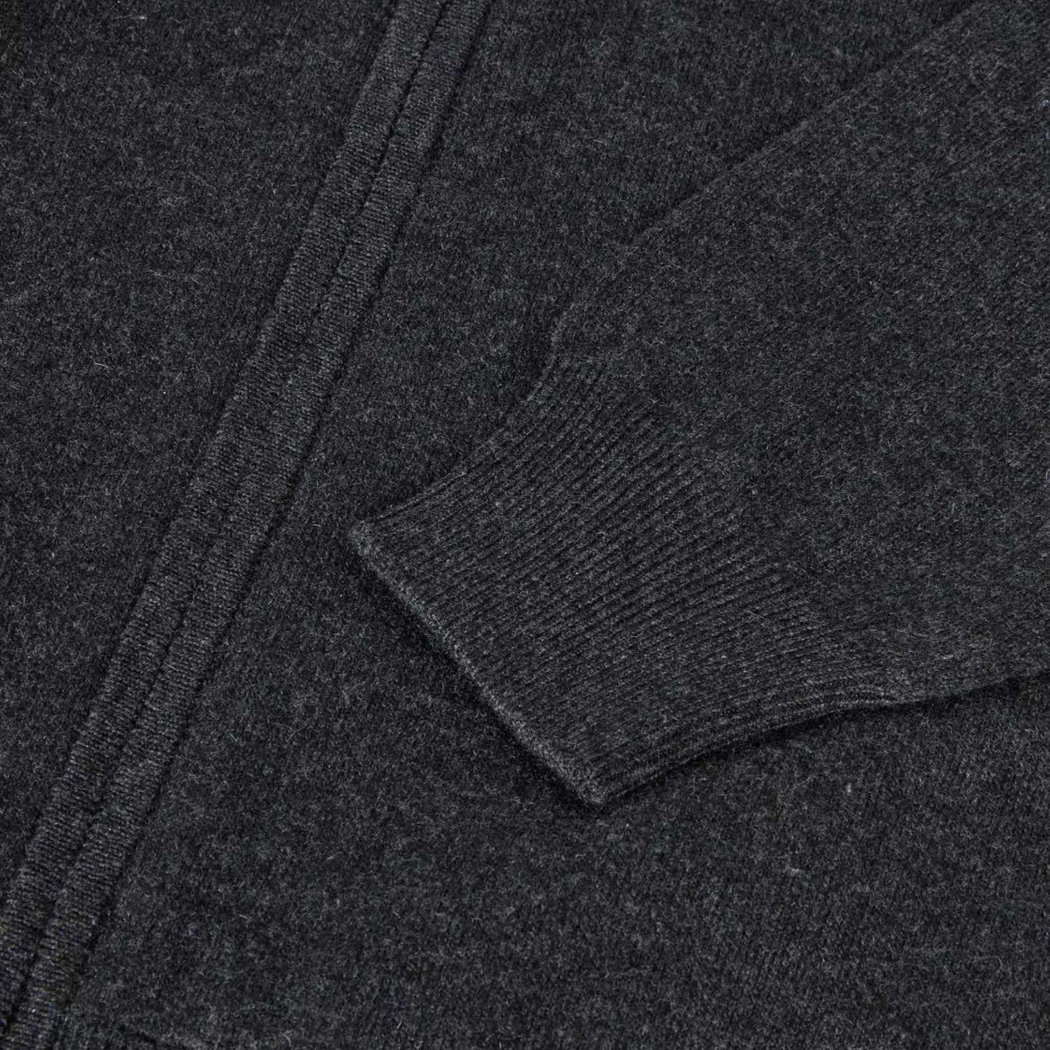 Loro Classic Zip-Up Bomber Jacket Baby Cashmere, Black/Gray Melange , Closeup