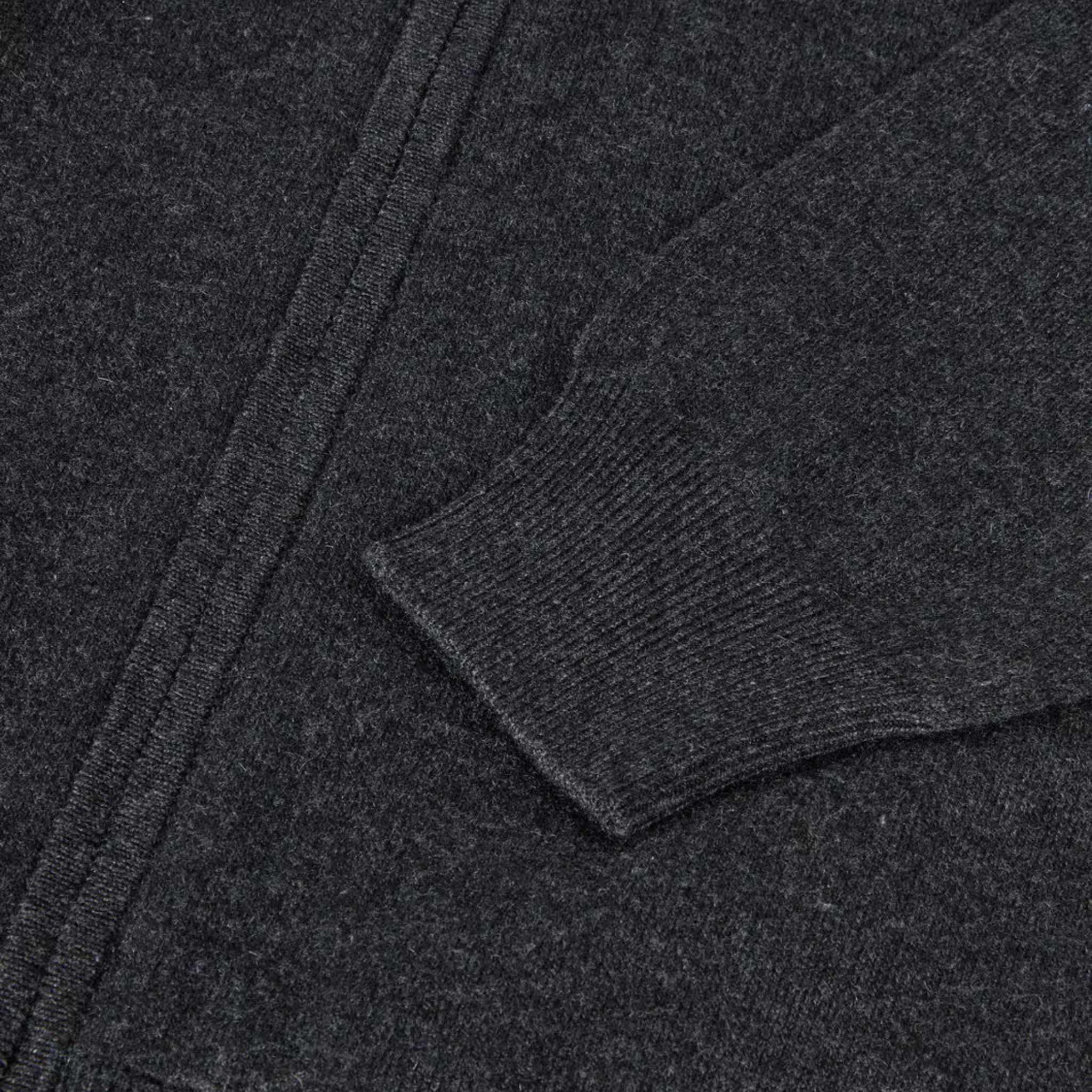 Loro Classic Zip-Up Bomber Jacket Baby Cashmere, Black/Gray Melange , Closeup