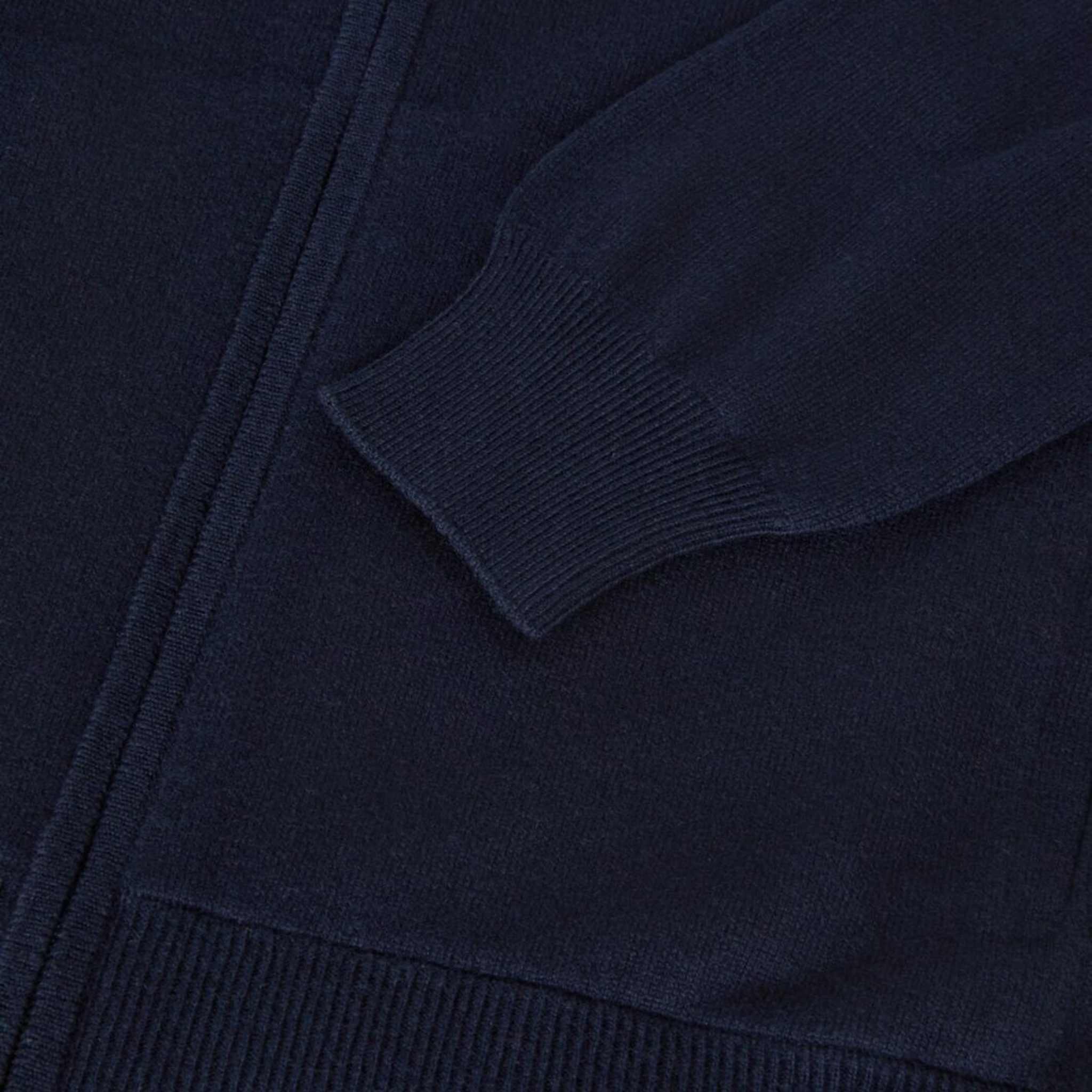 Loro Classic Zip-Up Bomber Jacket Baby Cashmere, Navy Blue , Closeup