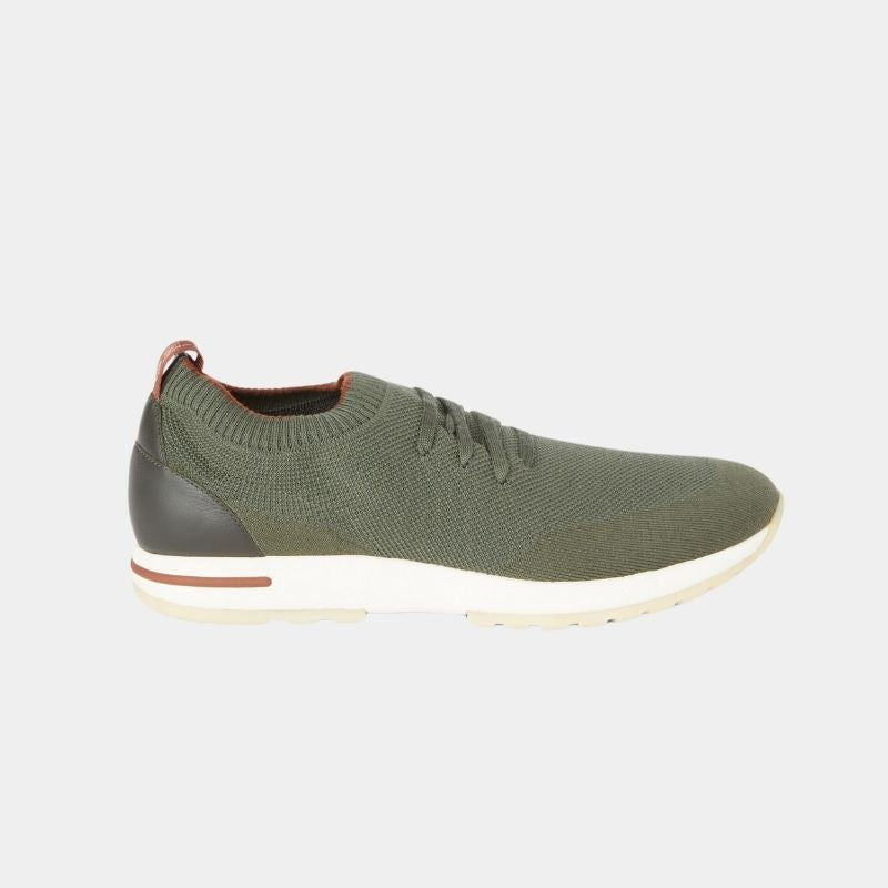 Loro Piana 360 Flexy Walk Sneaker Virgin Wool, ArmyGreen, SideView