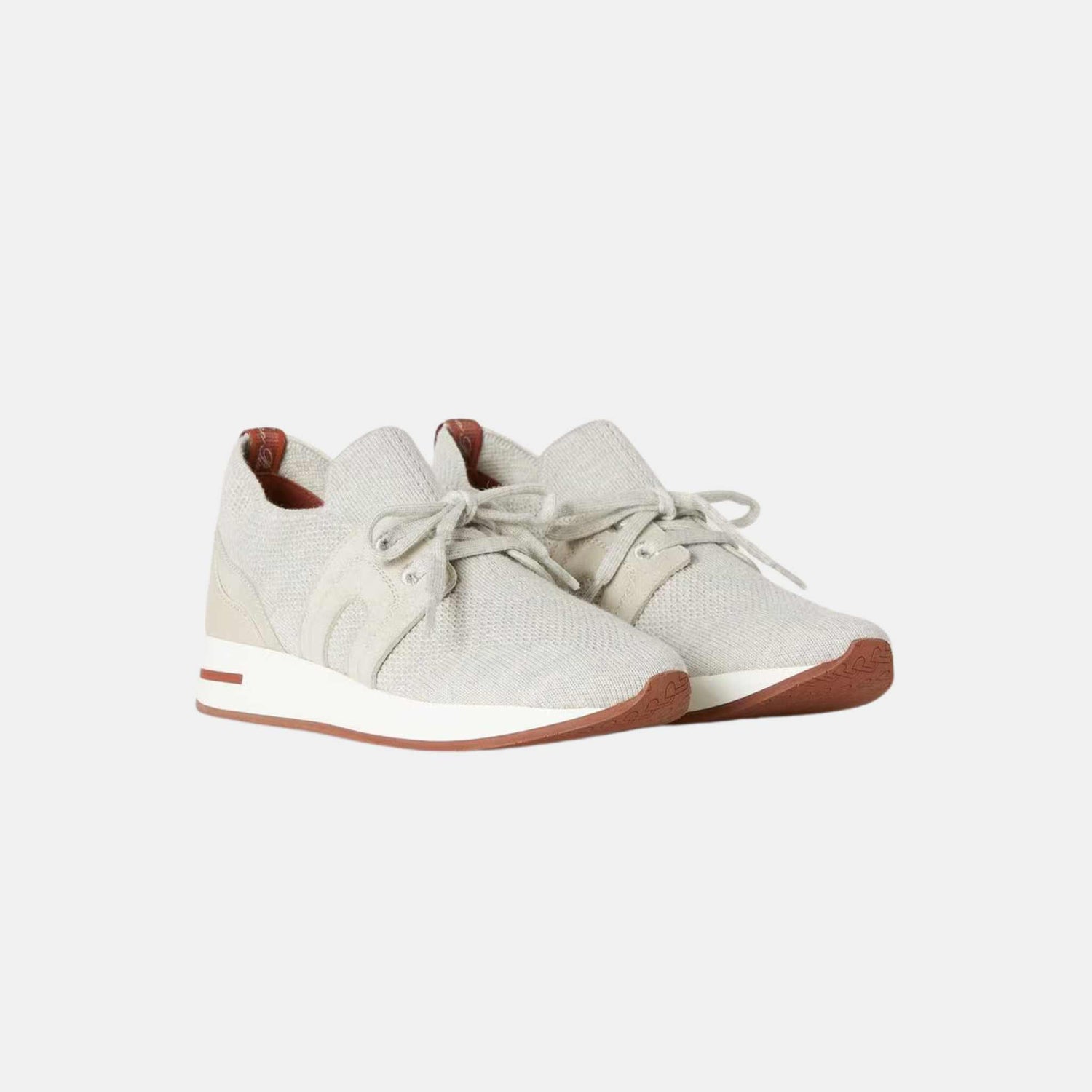 Loro Piana 360 LP Kids Flexy Walk Sneaker Wish Wool With Laces, Powder Pearl , Front