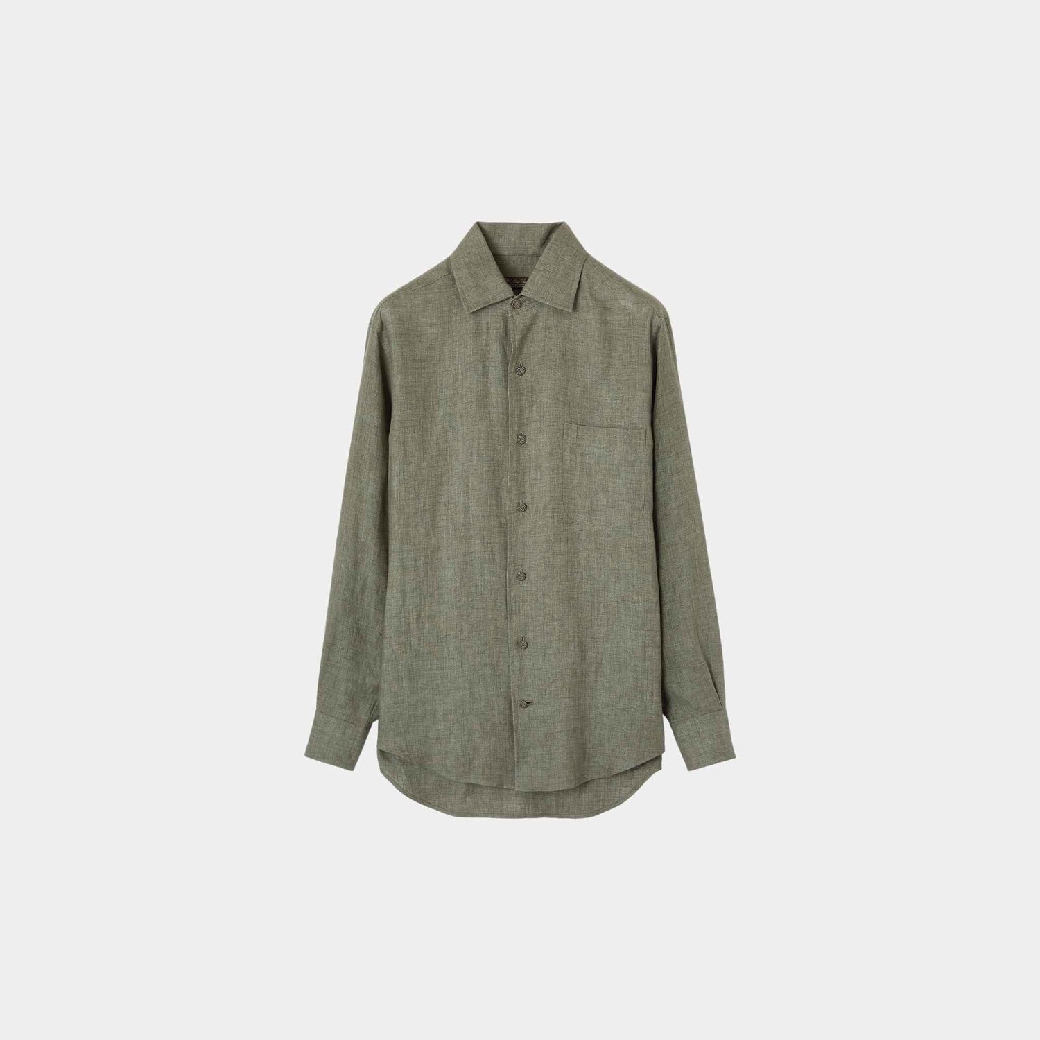 Loro Piana André Shirt Linen, Green Landscape, Front