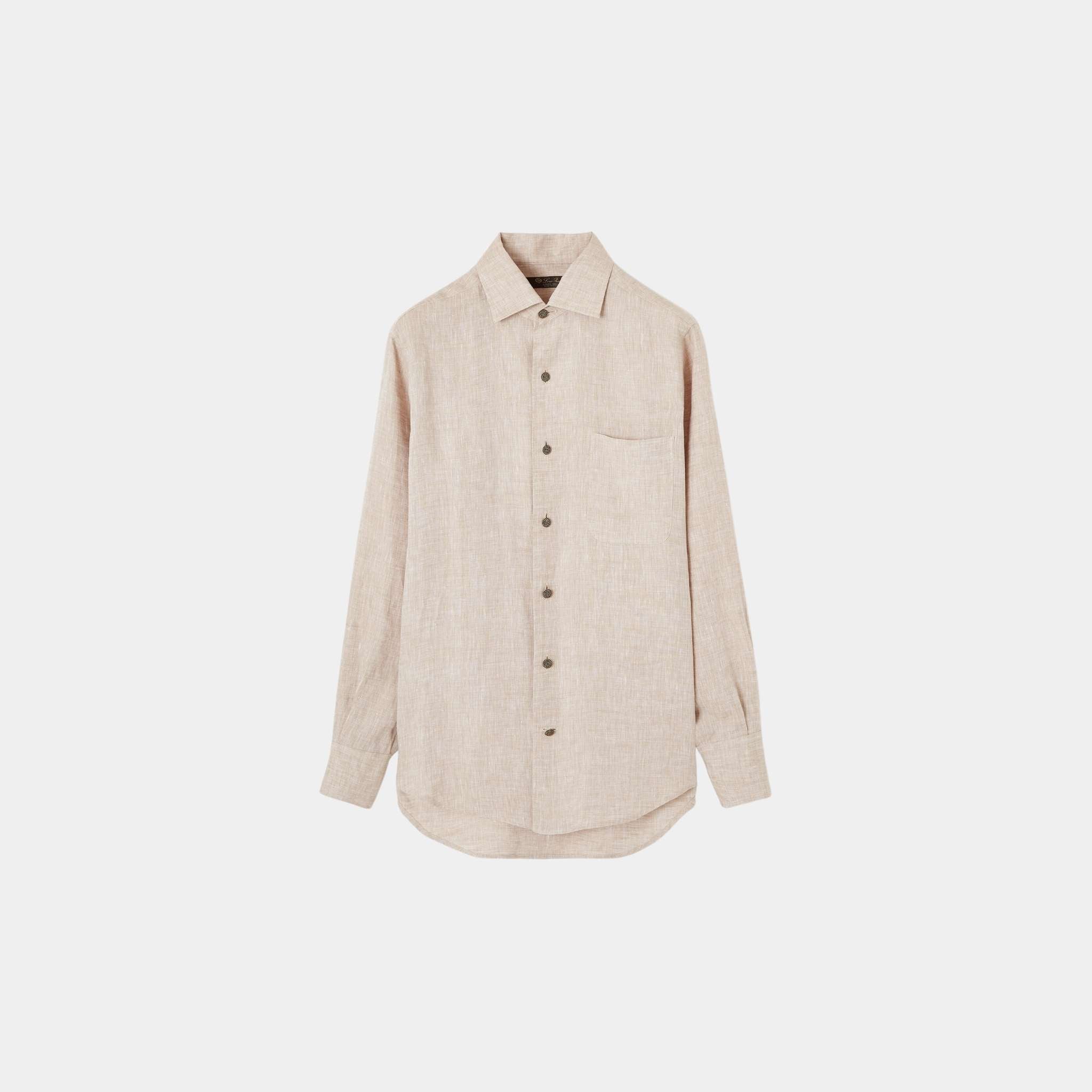 Loro Piana André Shirt Linen, Pine Bark, Front