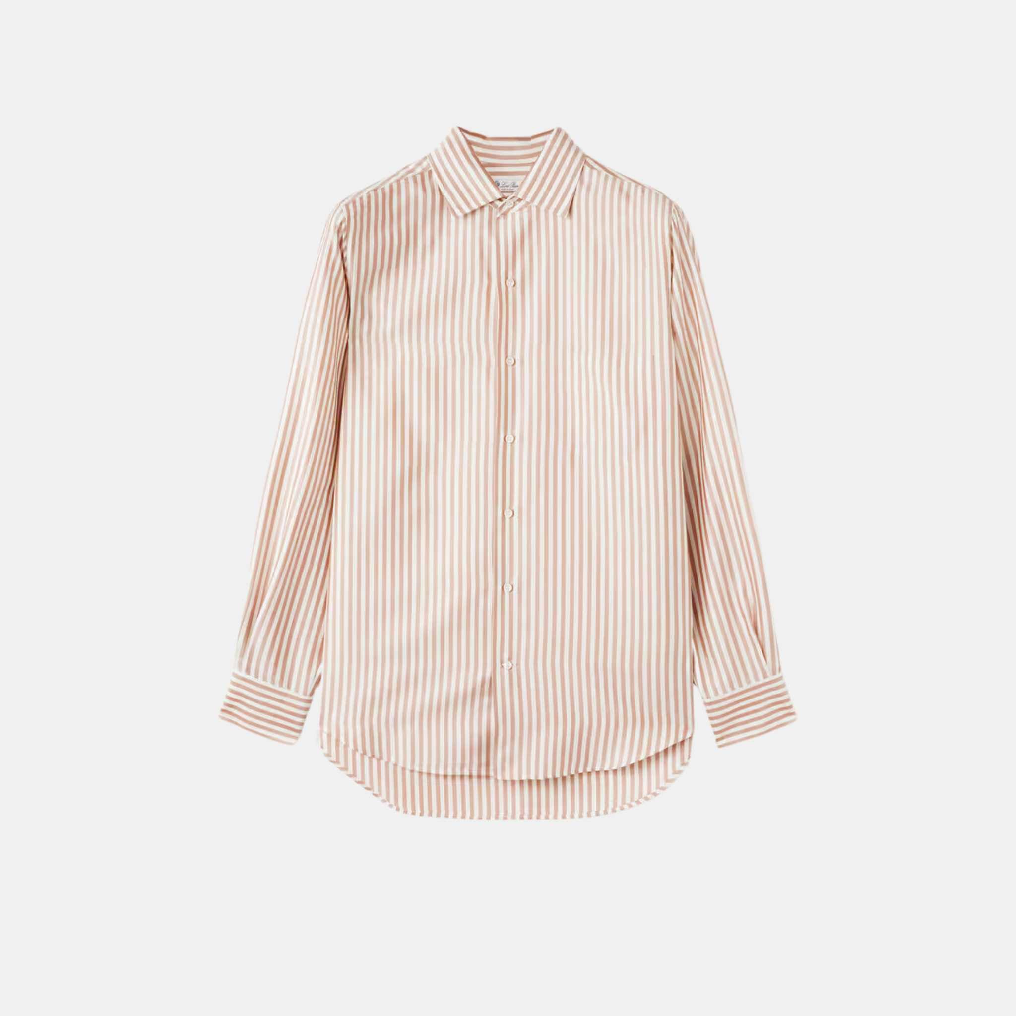 Loro Piana André Shirt Silk Washed Hazel Stripes, Front