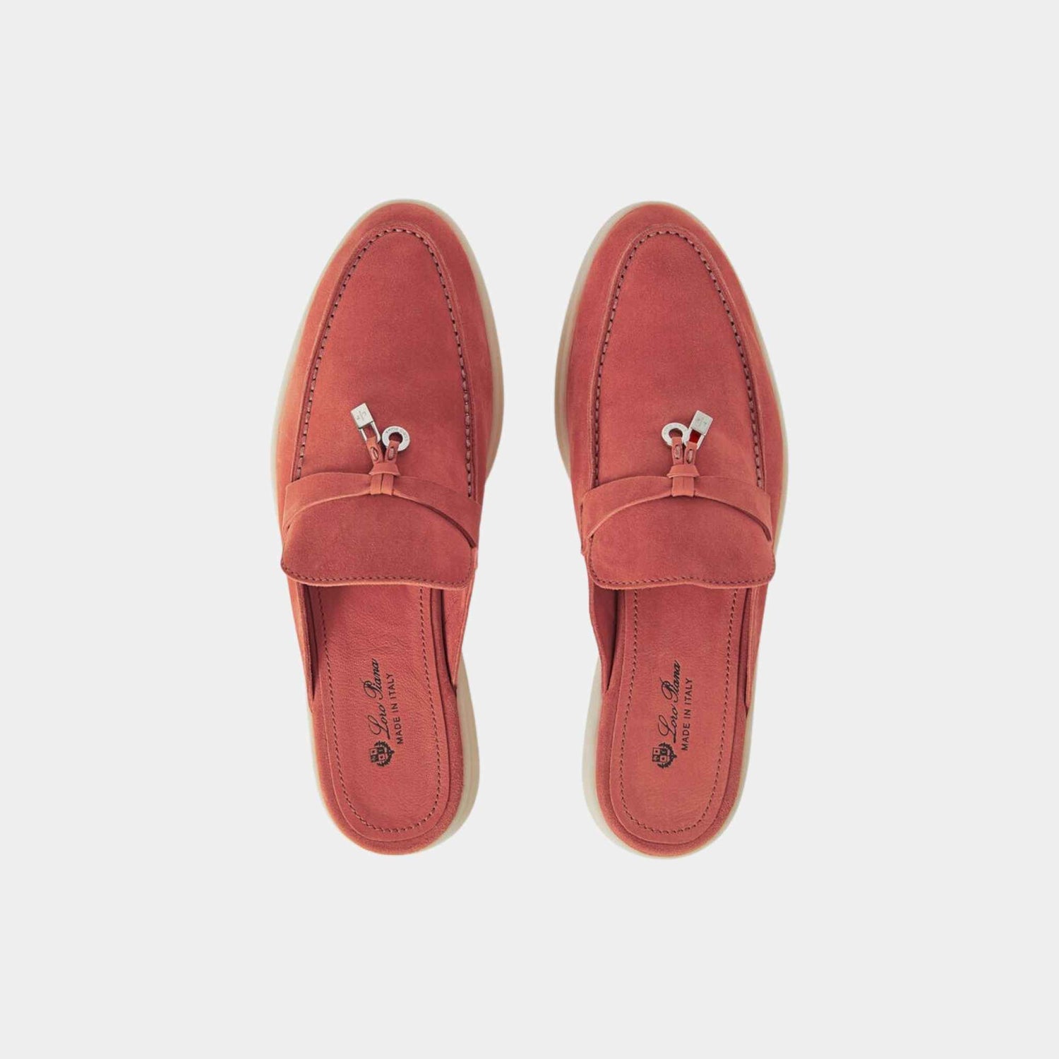 Loro Piana Babouche Charms Walk Loafers, Orange Flame, Top View
