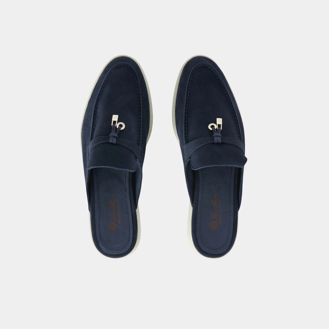 Loro Piana Babouche Charms Walk Loafers Suede, Argo Blue Melange, Top