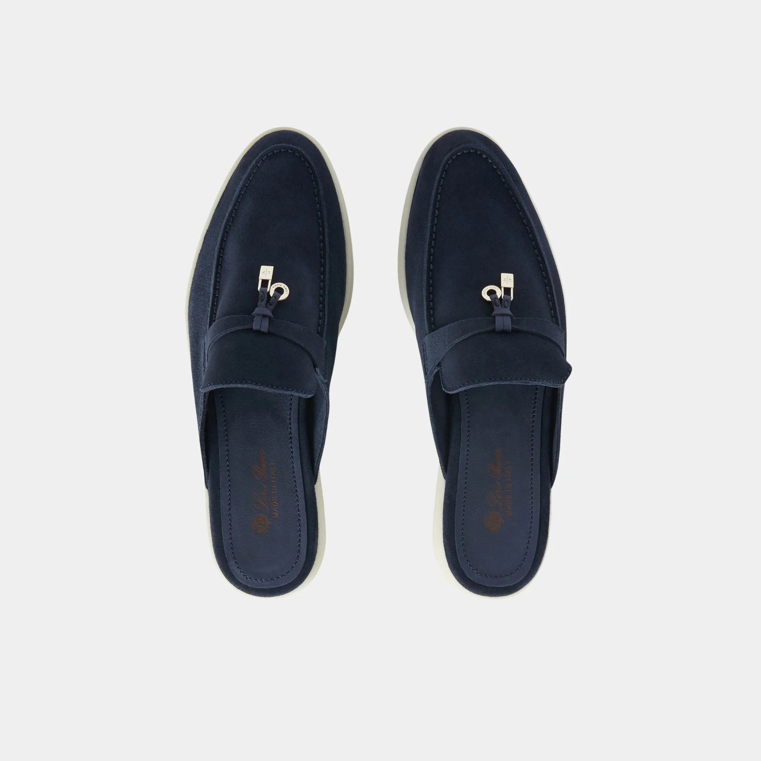 Loro Piana Babouche Charms Walk Loafers Suede, Argo Blue Melange, Top