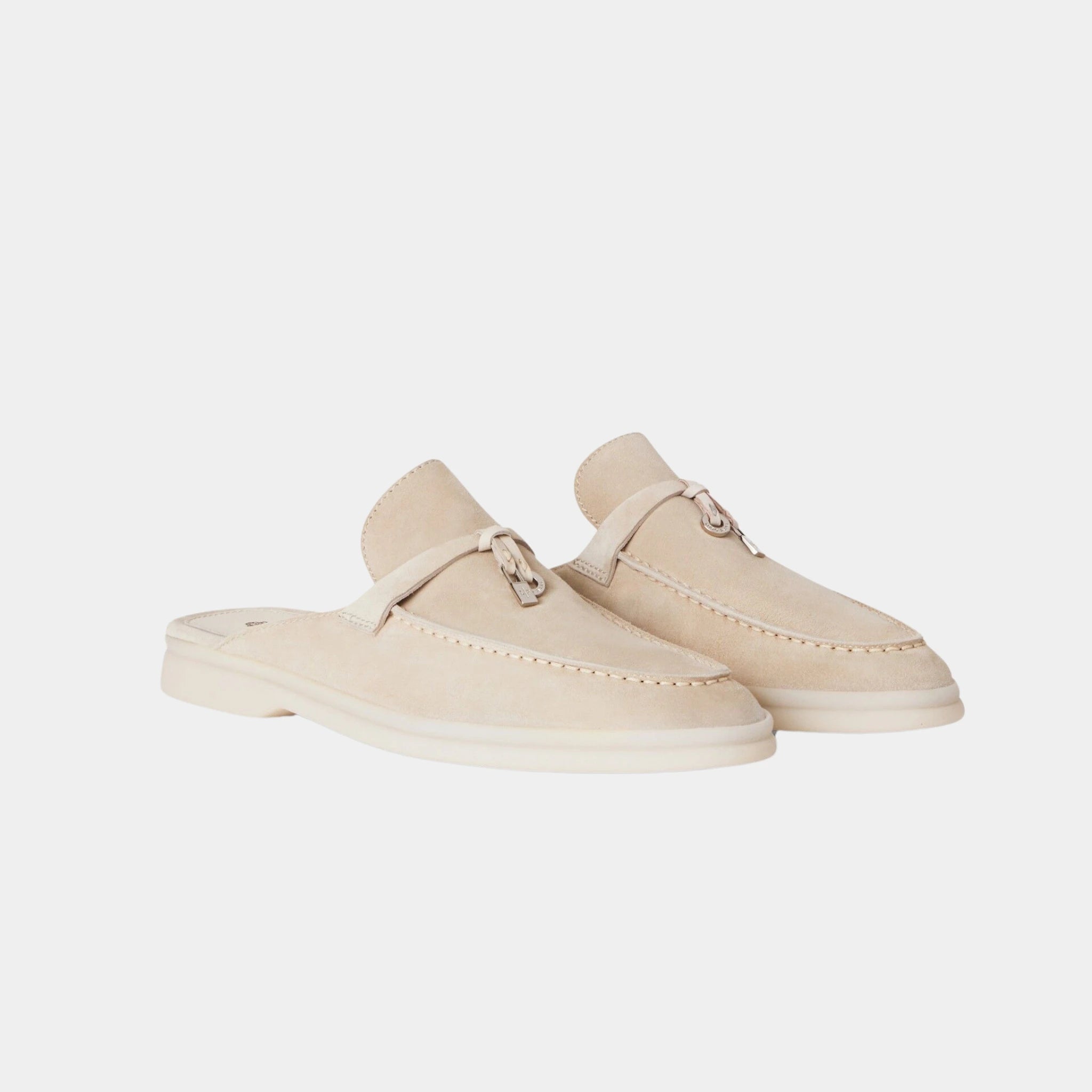 Loro Piana Babouche Charms Walk Loafers Suede, Linen, Front