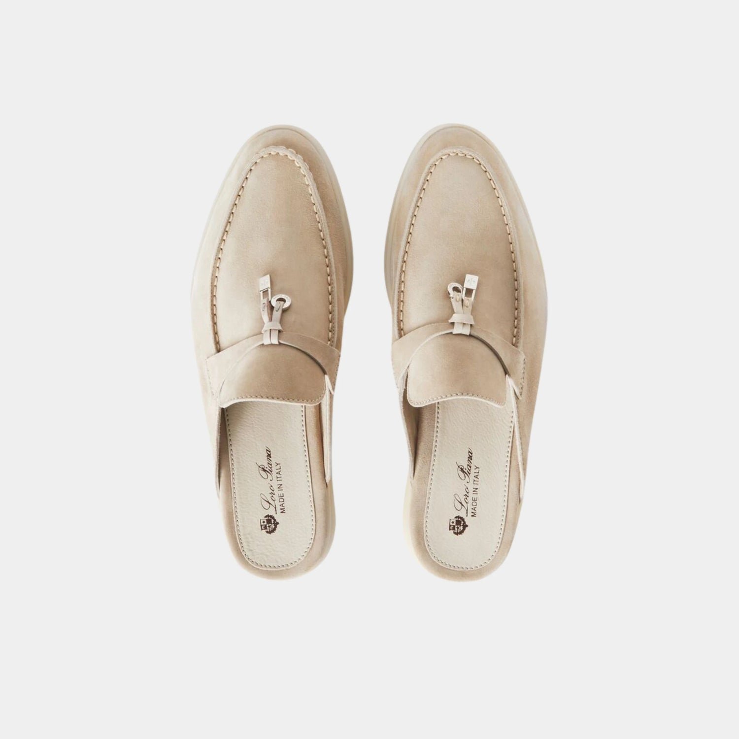Loro Piana Babouche Charms Walk Loafers Suede, Linen, Top