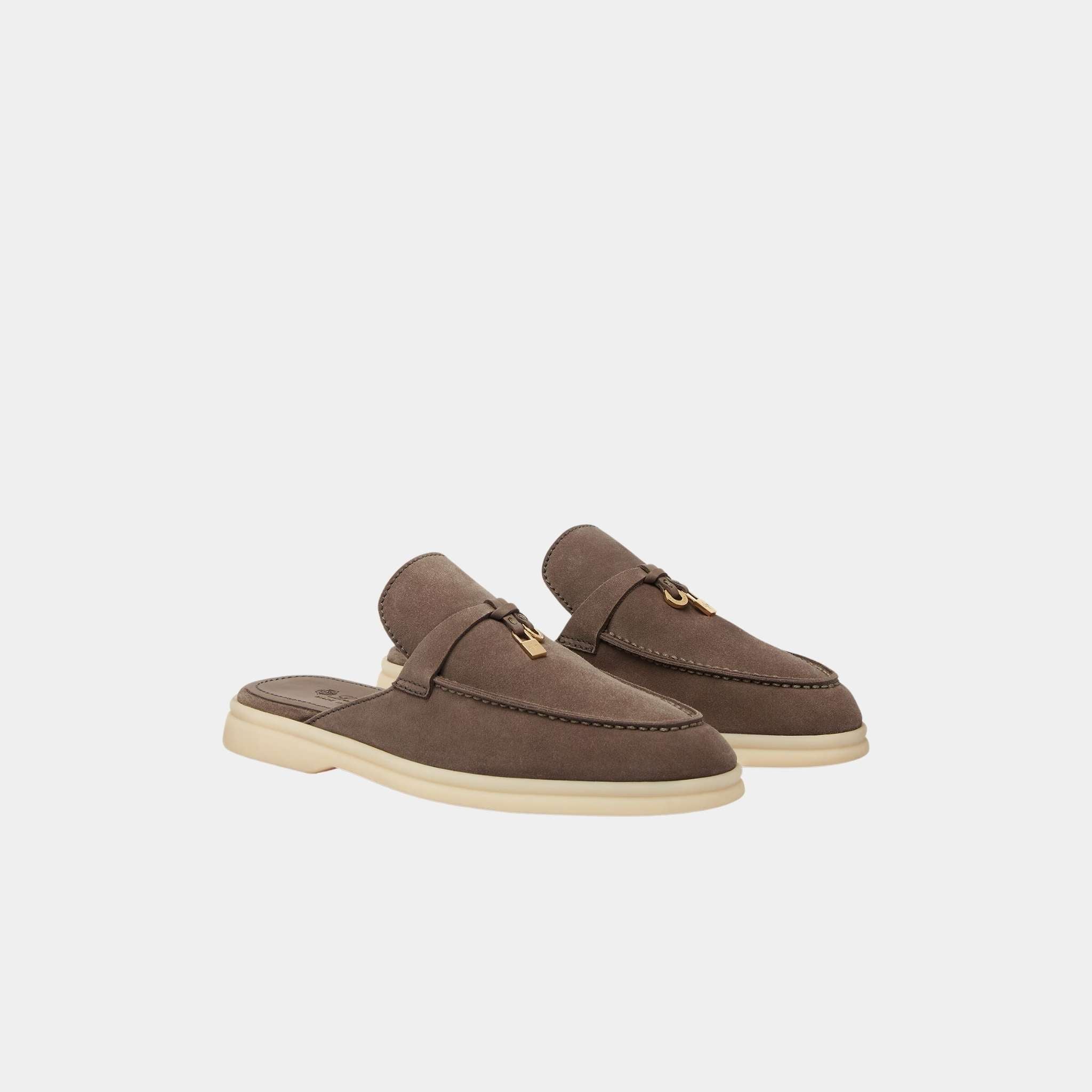 Loro Piana Babouche Charms Walk Loafers Suede, Rain Drops, Front