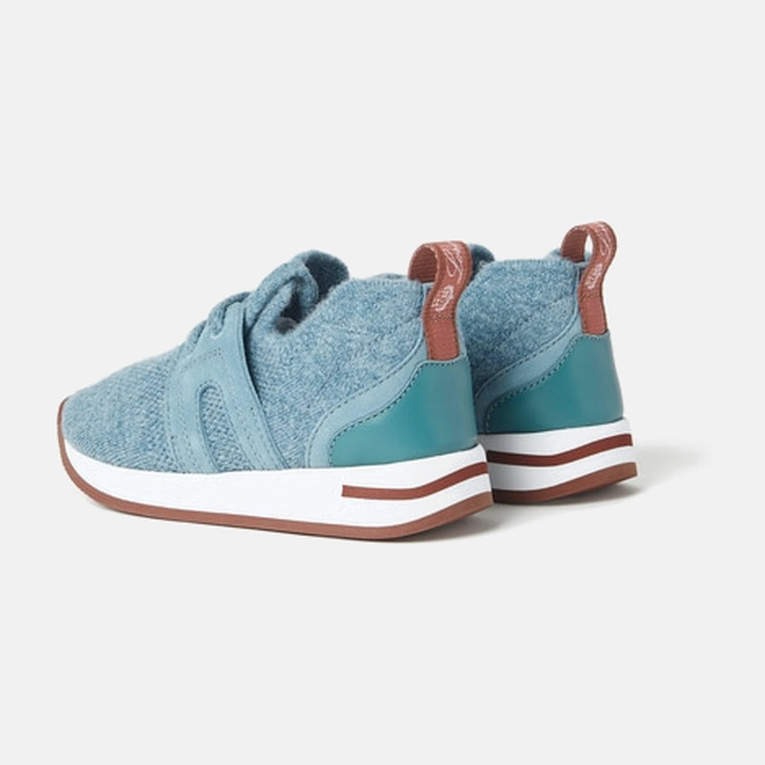 Loro Piana Baby 360 Flexy Walk Sneaker in Wish Wool in Airy Azure, back view