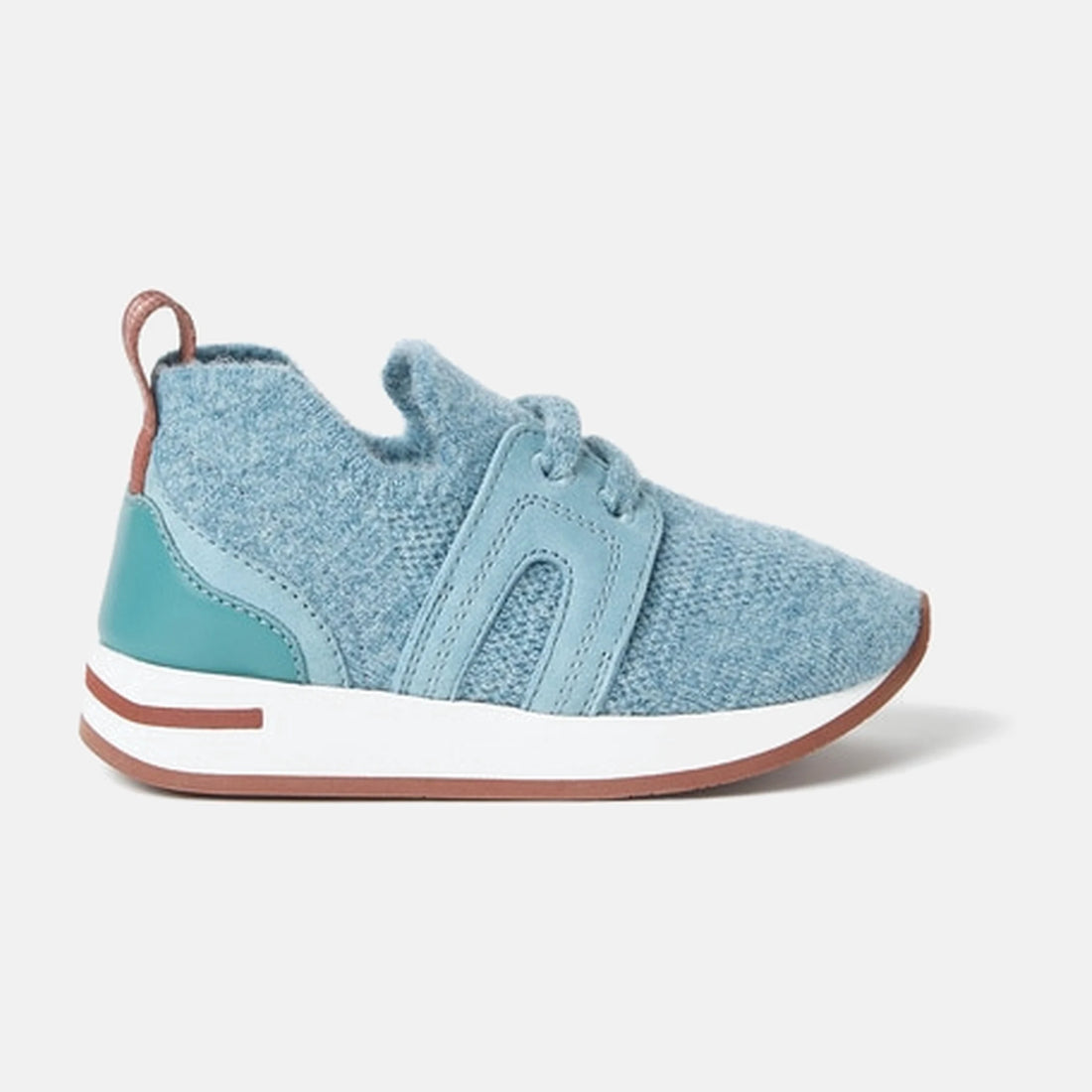 Loro Piana Baby 360 Flexy Walk Sneaker in Wish Wool in Airy Azure, front view
