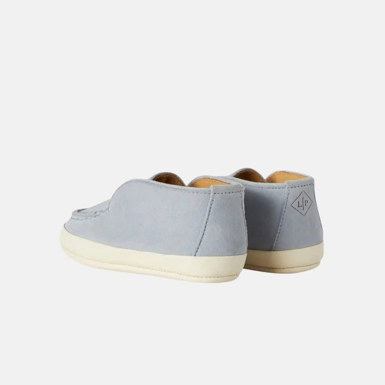 Loro Piana Baby Open Walk Ankle Boot in Suede, Light Steel Blue, Back