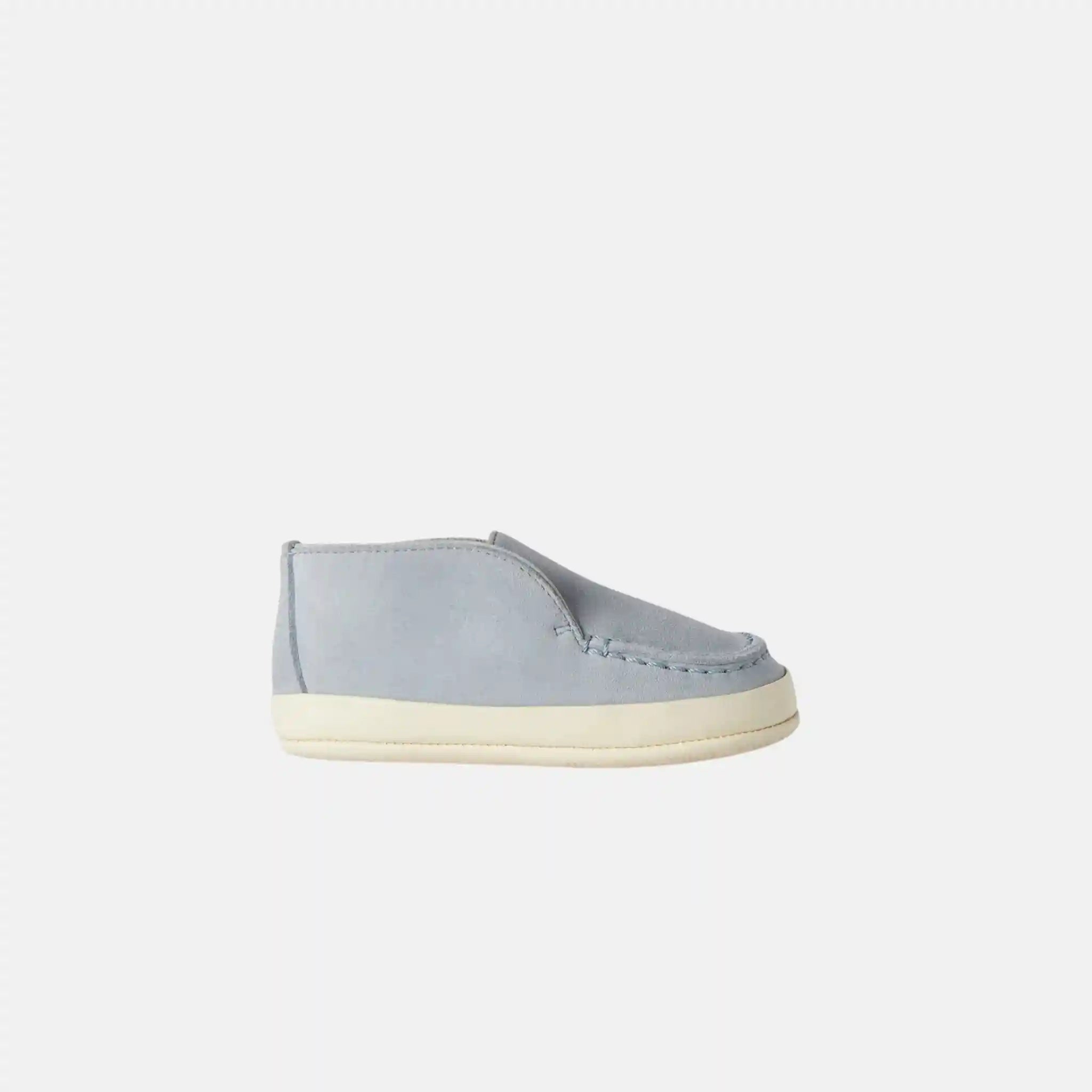 Loro Piana Baby Open Walk Ankle Boot in Suede, Light Steel Blue, Side