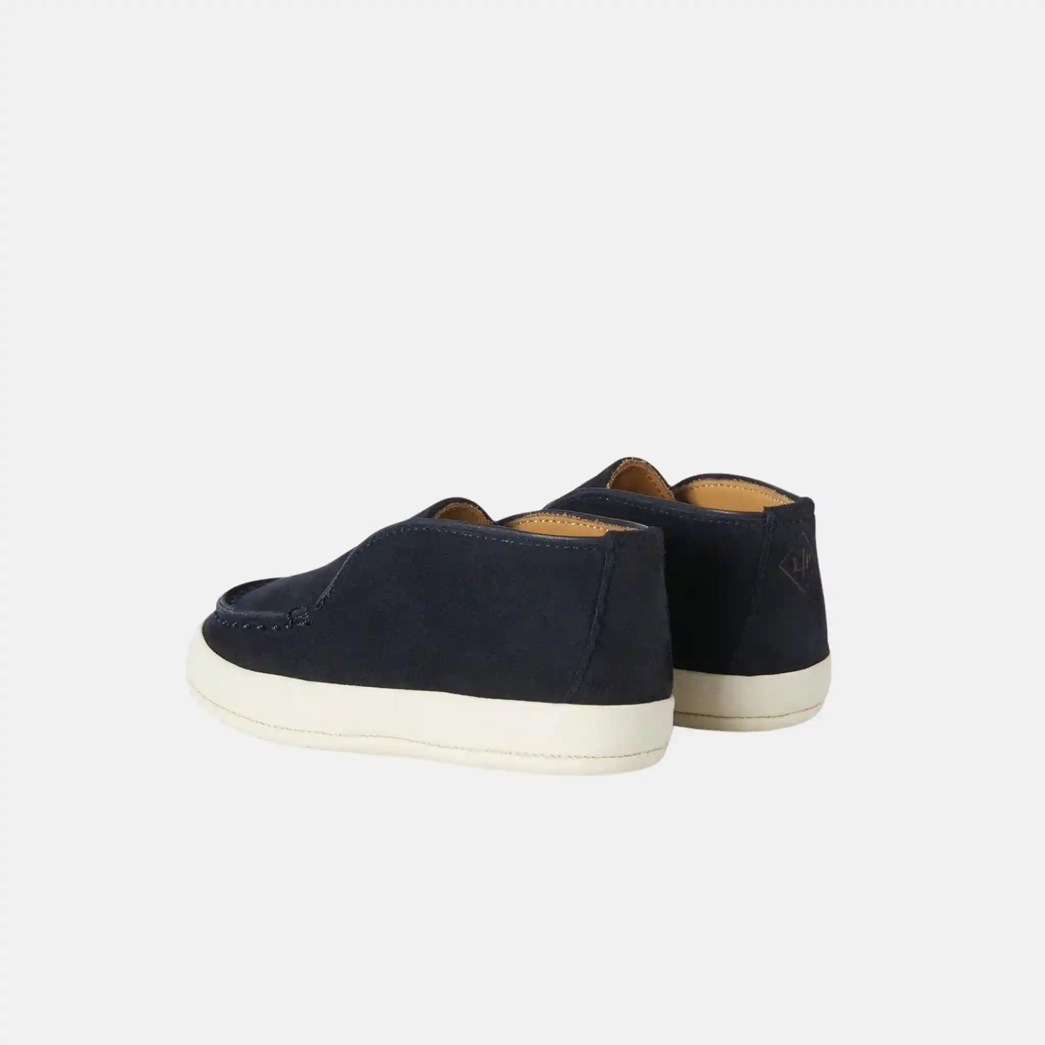 Loro Piana Baby Open Walk Ankle Boot in Suede, Navy Blue, Back