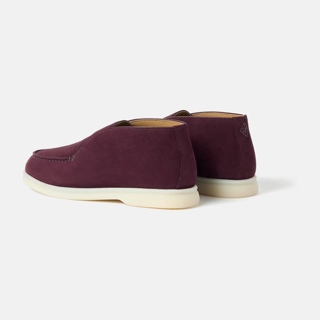 Loro Piana Baby Open Walk Ankle Boots in Suede in Dark Roast, back view