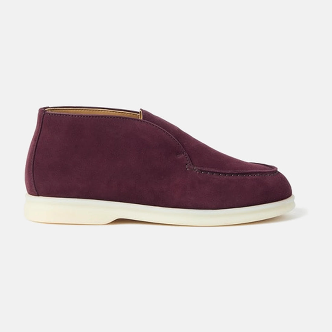 Loro Piana Baby Open Walk Ankle Boots in Suede in Dark Roast, front view