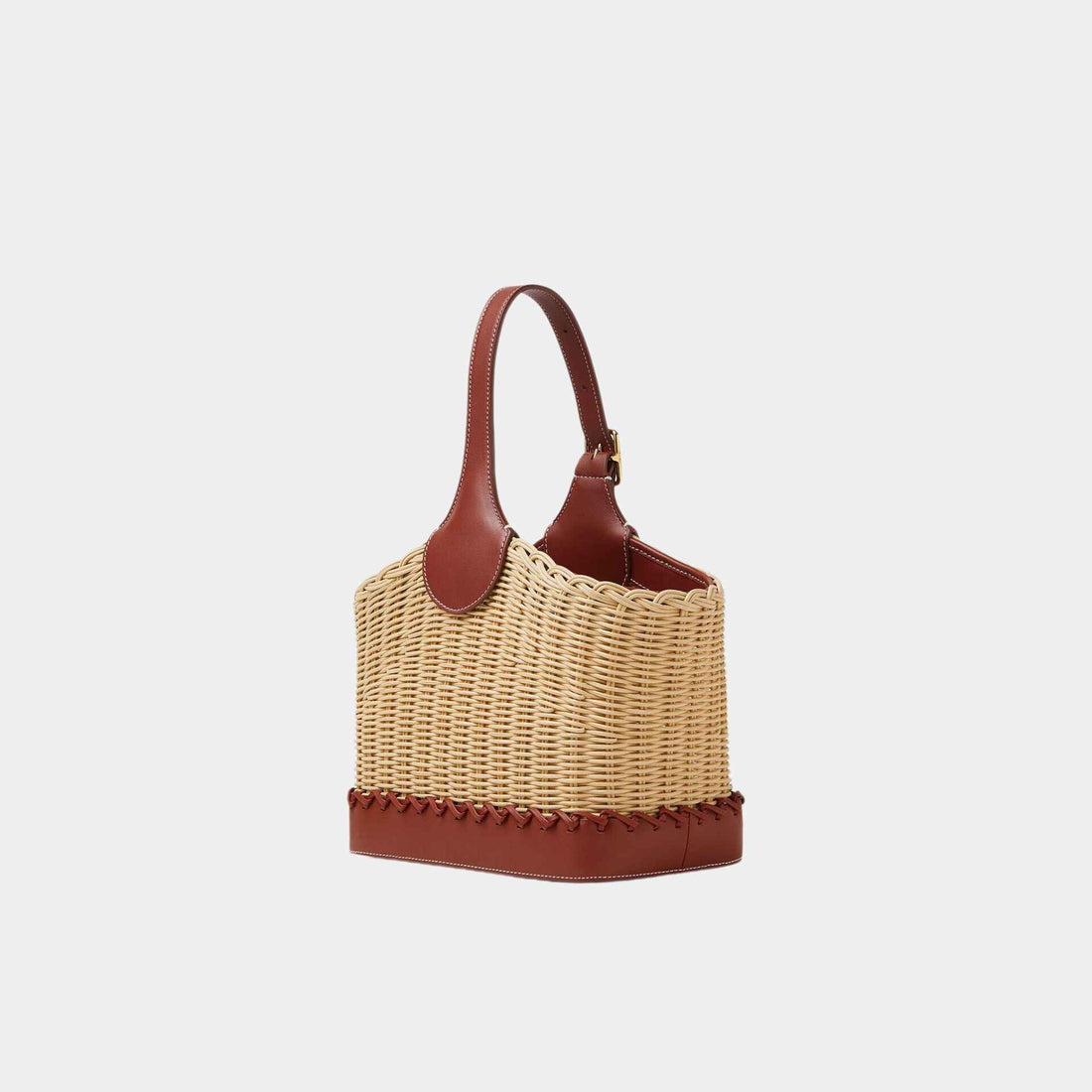 حقيبة باكيت Bobbin من Loro Piana، من الخوص، Deep Kummel، من الخلف