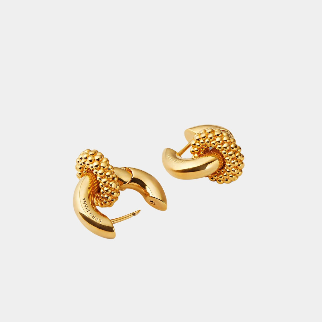 Loro Piana Bubble Double Hoop Earrings Brass, Soft Gold, Top