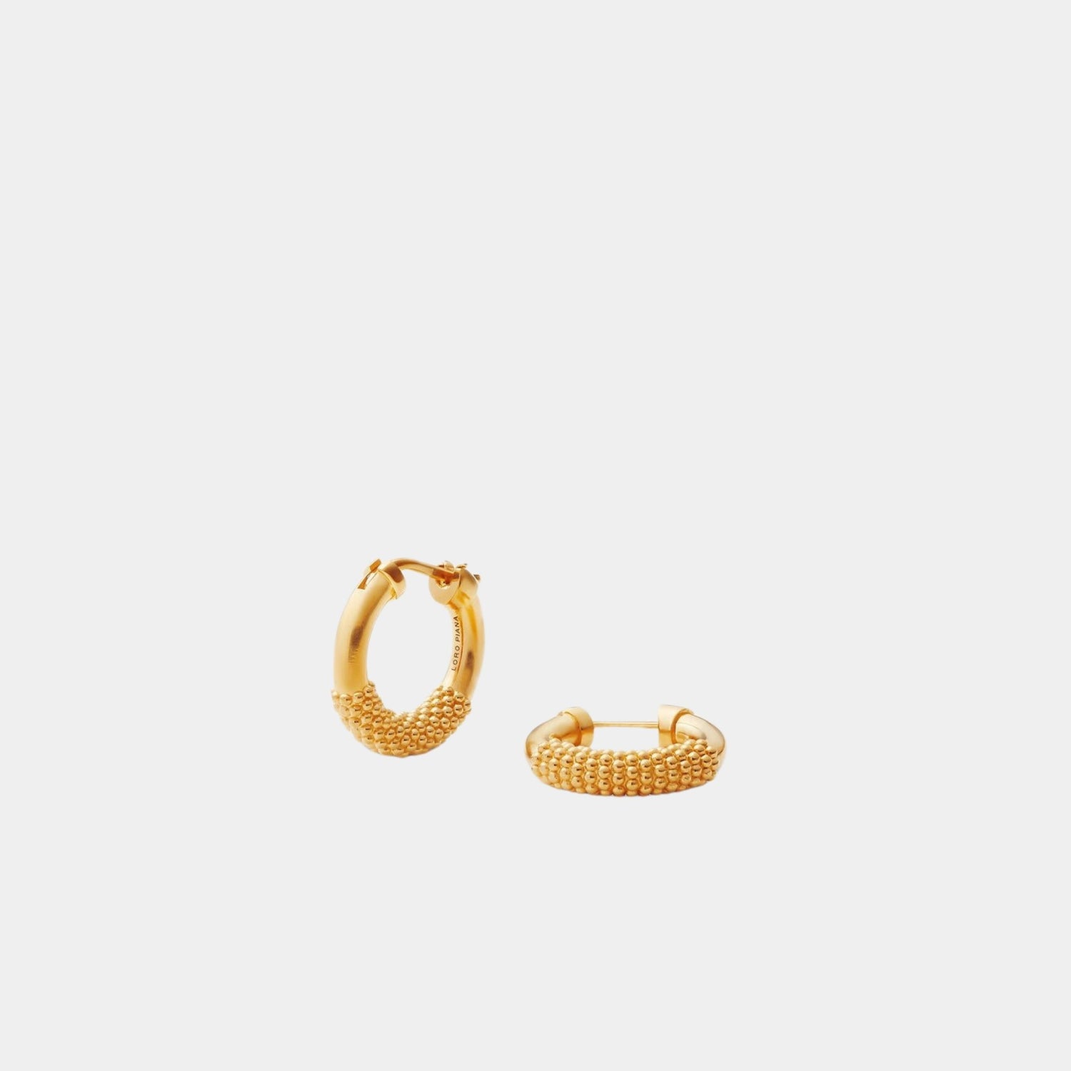 Loro Piana Bubble Hoop Earrings Brass, Soft Gold, Front