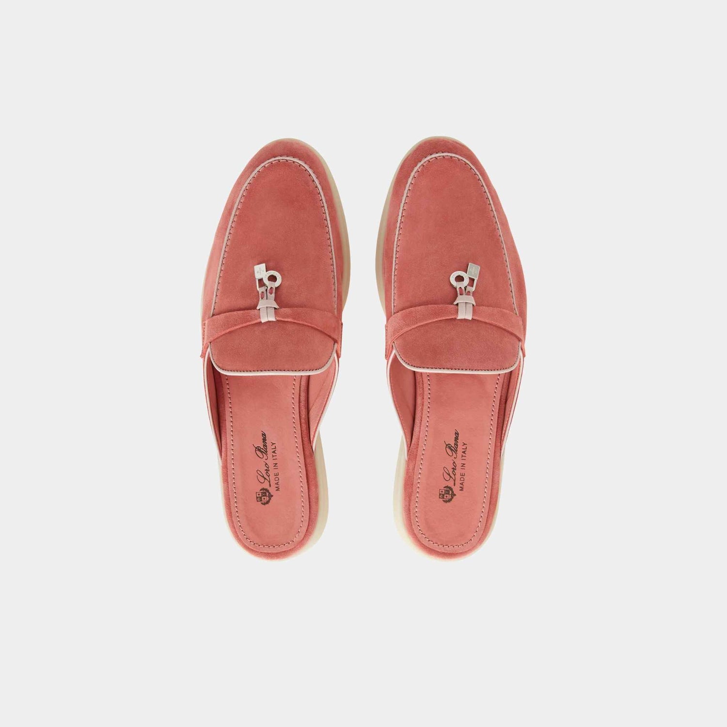 Loro Piana Charms Walk Babouche Loafer With Leather Piping, Ancient Blush, Top