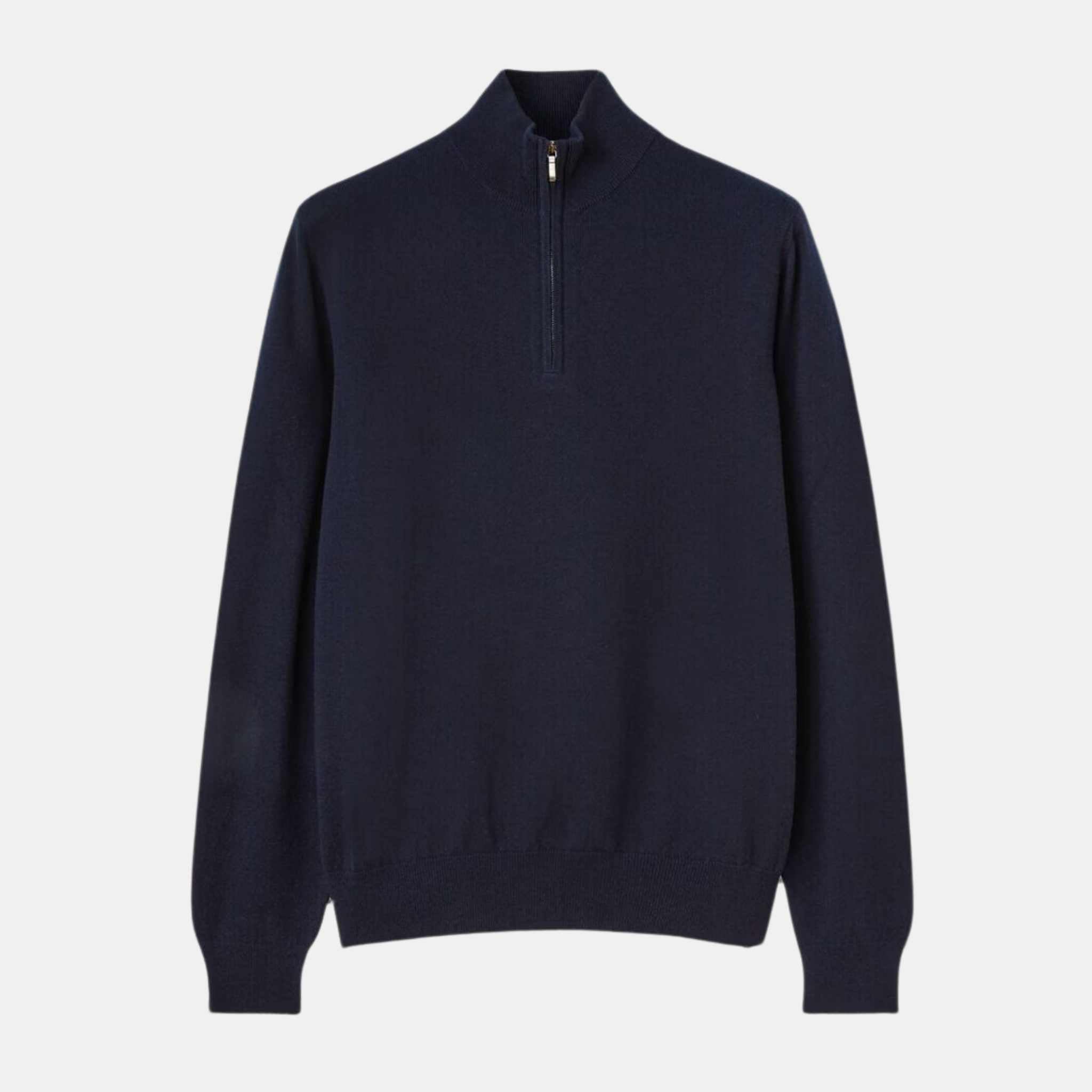 Loro Piana Classic Half-Zip Baby Cashmere Sweater, Navy Blue , Front