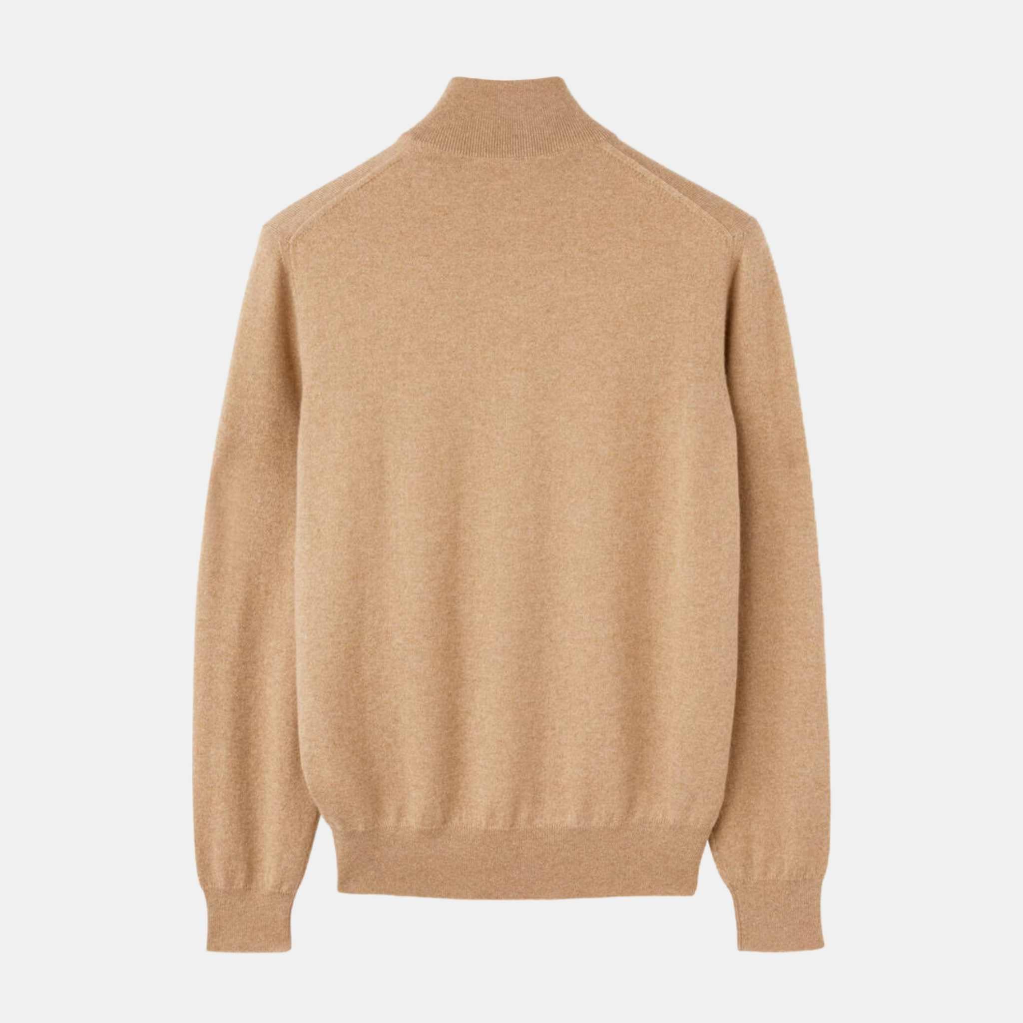 Loro Piana Classic Half-Zip Baby Cashmere Sweater, Golden Wheat Melange, Back