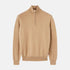 Loro Piana Classic Half-Zip Baby Cashmere Sweater, Golden Wheat Melange, Front