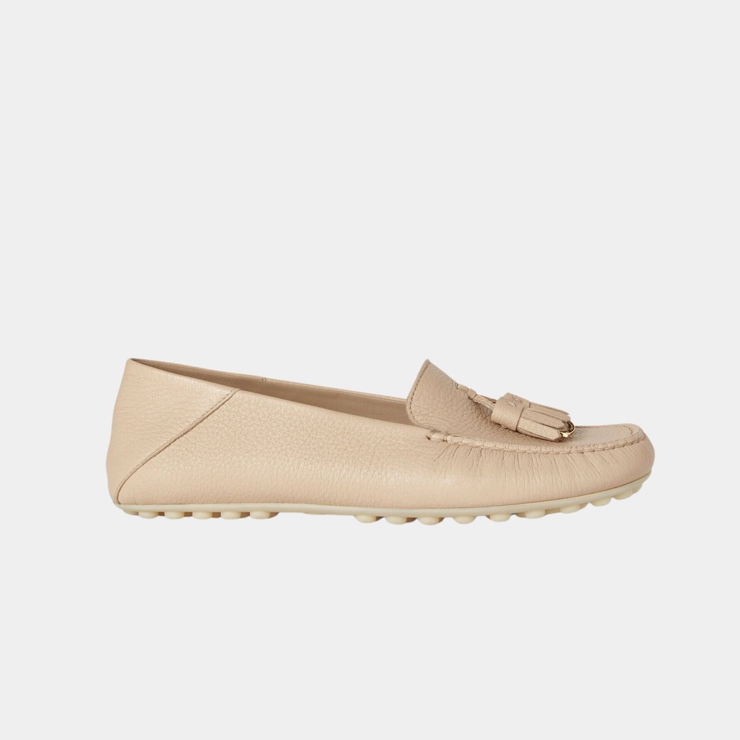 Loro Piana Dot Sole Walk Loafer in Deerskin, Natural Light Camel, Side