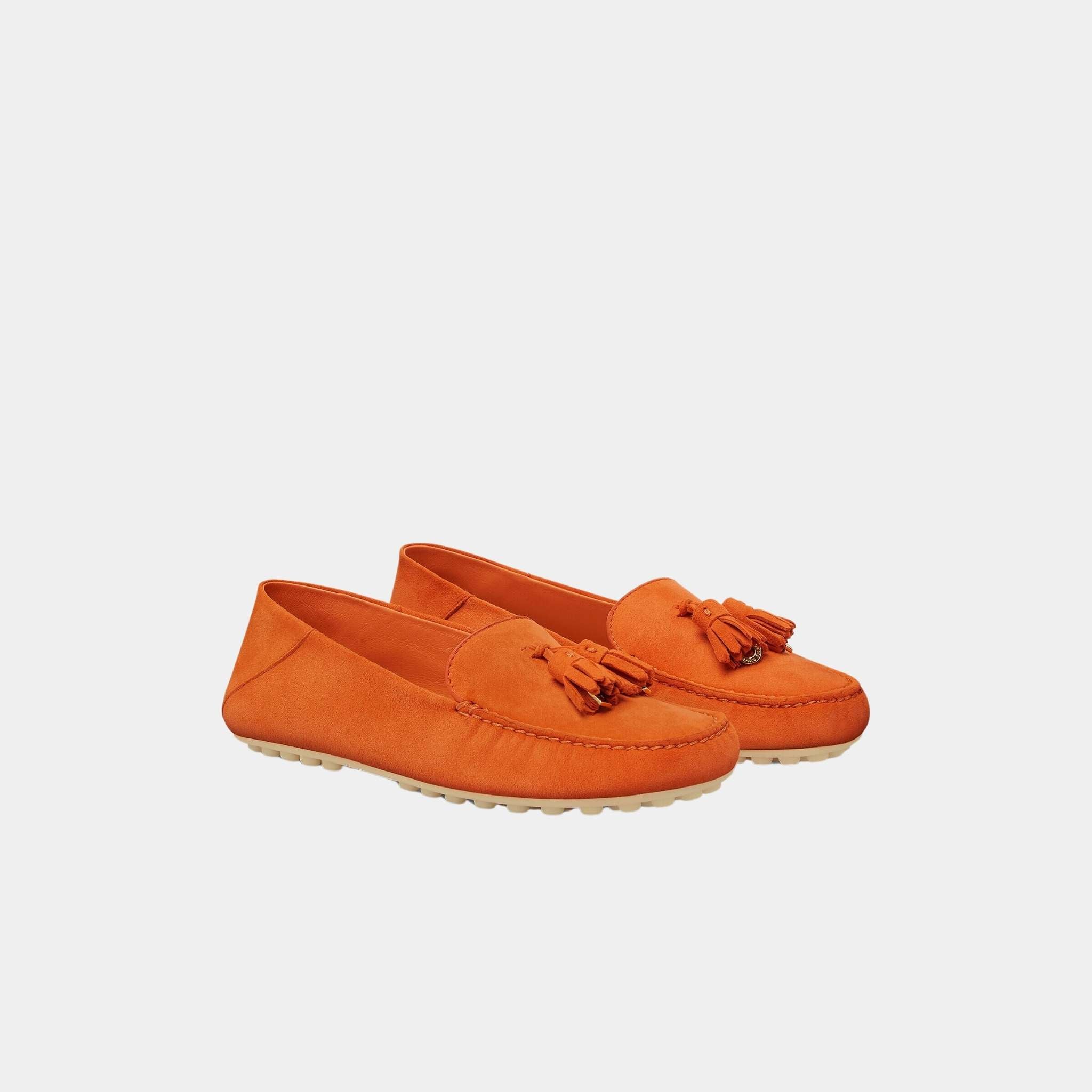 Loro Piana Dot Sole Walk Loafer Suede Goatskin, Passion Fruit, Front