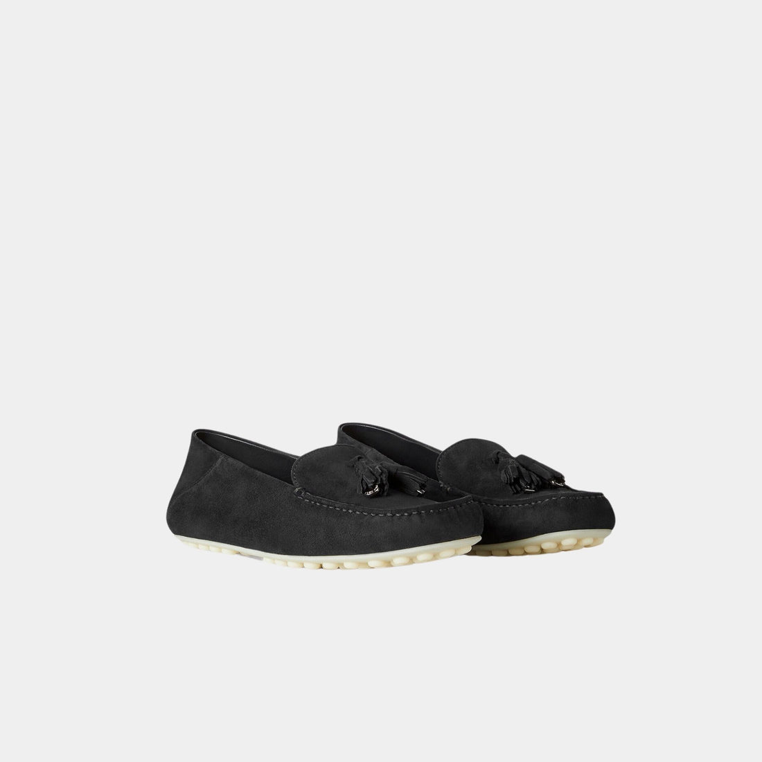 Loro Piana Dot Sole Walk Suede Goatskin Loafer, Caviar, Front